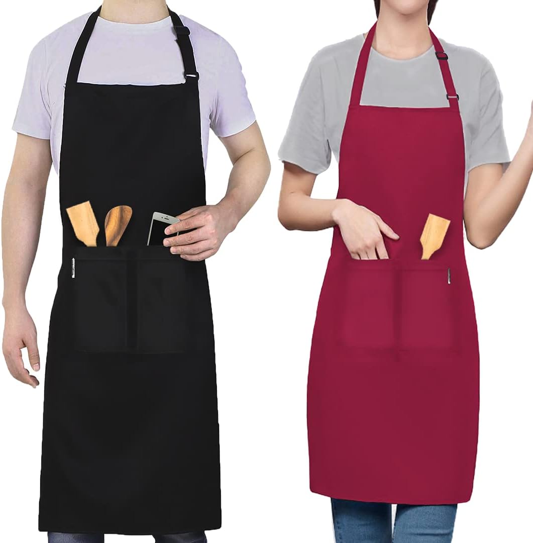 2 Stuks Chef Schort Waterdichte Schort met 3 Zakken Over dit item 💕65% polyester / 35% katoen beste mix voor schorten die bekend staan om hun duurzaamheid. Zij vervagen niet zo snel, verliezen snel hun vorm, kijken langer als nieuw, zijn minder naar vore