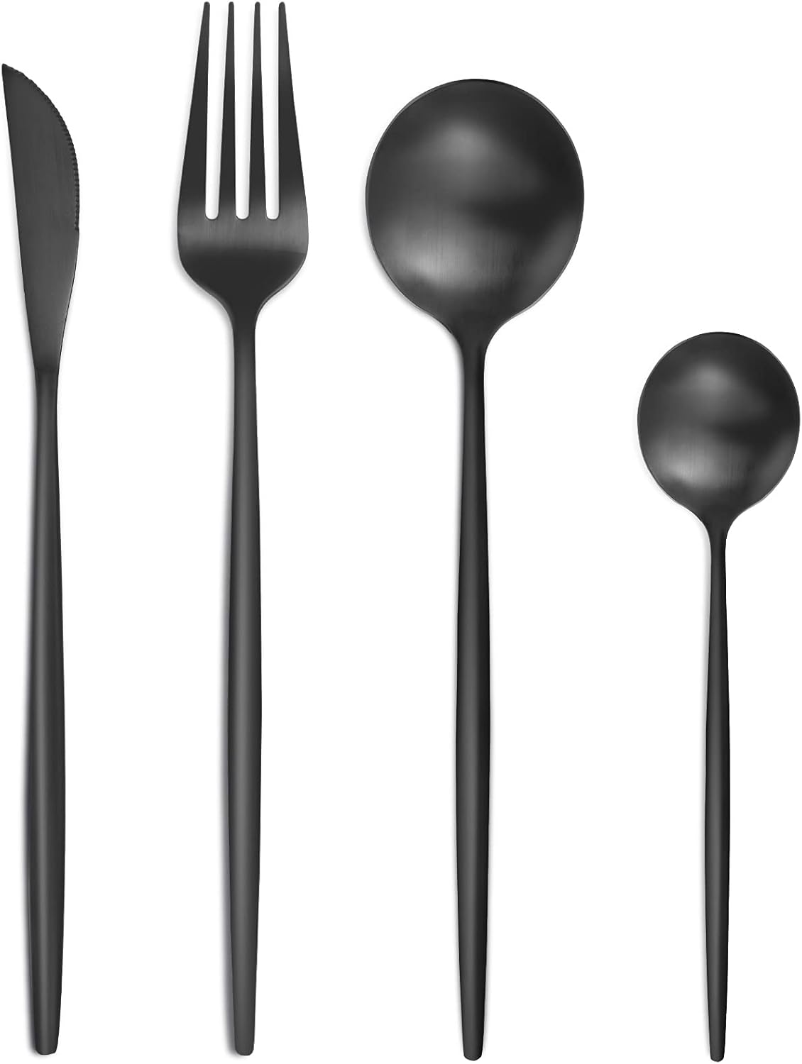 Bestdin Bestekset voor 6 personen, 24-delige roestvrijstalen bestekset Matzwart 24-delige bestekset voor 6 personen: Bestdin als 24-delige titanium bestekset zwart bestaat uit 6 messen, 6 eetlepels, 6 dinervorken, 6 theelepels. Ideaal voor alle formele of