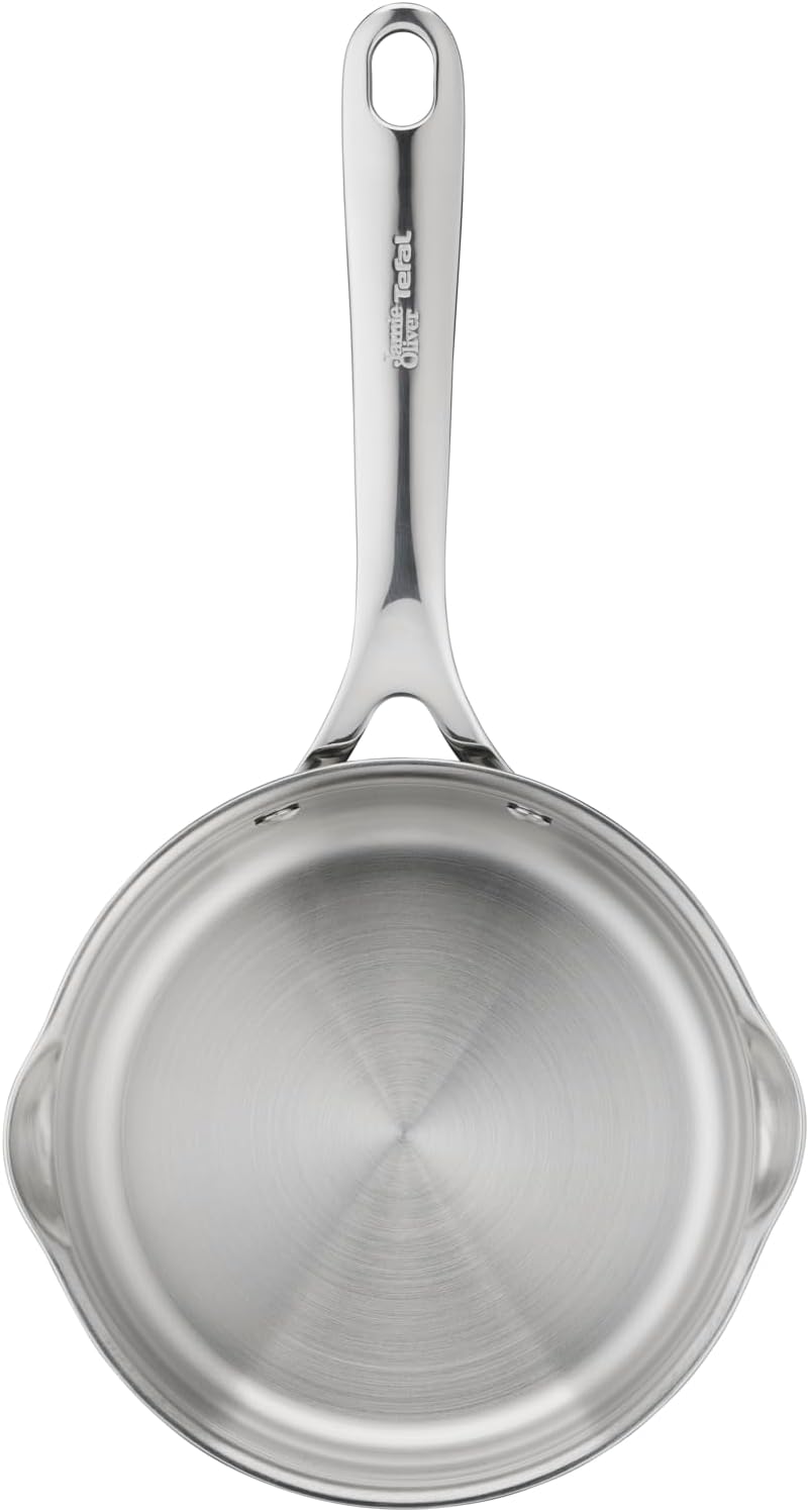 Jamie Oliver Cook's Direct 5-delige pannenset Duurzame coating versterkt met titanium deeltjes, waardoor deze krasbestendig en gemakkelijker schoon te maken is Hoogwaardige pannen die veilig zijn voor het hele gezin, zonder PFOA, lood of cadmium Geschikt