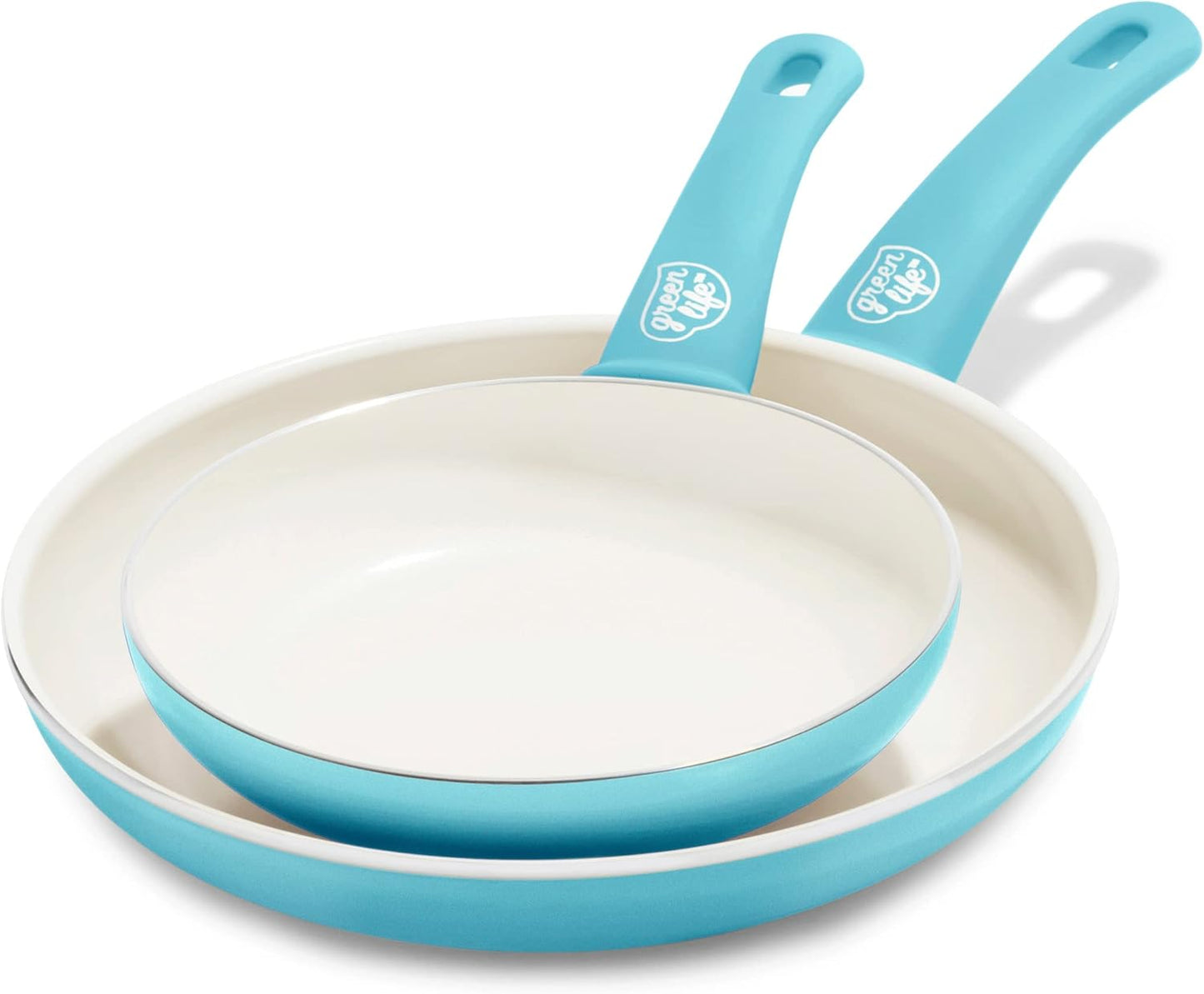 GreenLife Soft Grip Gezonde Keramische Antiaanbaklaag 16-delige Pannenset Over dit item DE POT EN PAN SET INCLUSIEF: 12 cm minikoekenpan, 18 cm en 24 cm koekenpan; 15 cm/1,1l en 18 cm/1,9l steelpan met deksel, 22 cm/4,8 kookpan met deksel, 24 cm/2,4l hapj