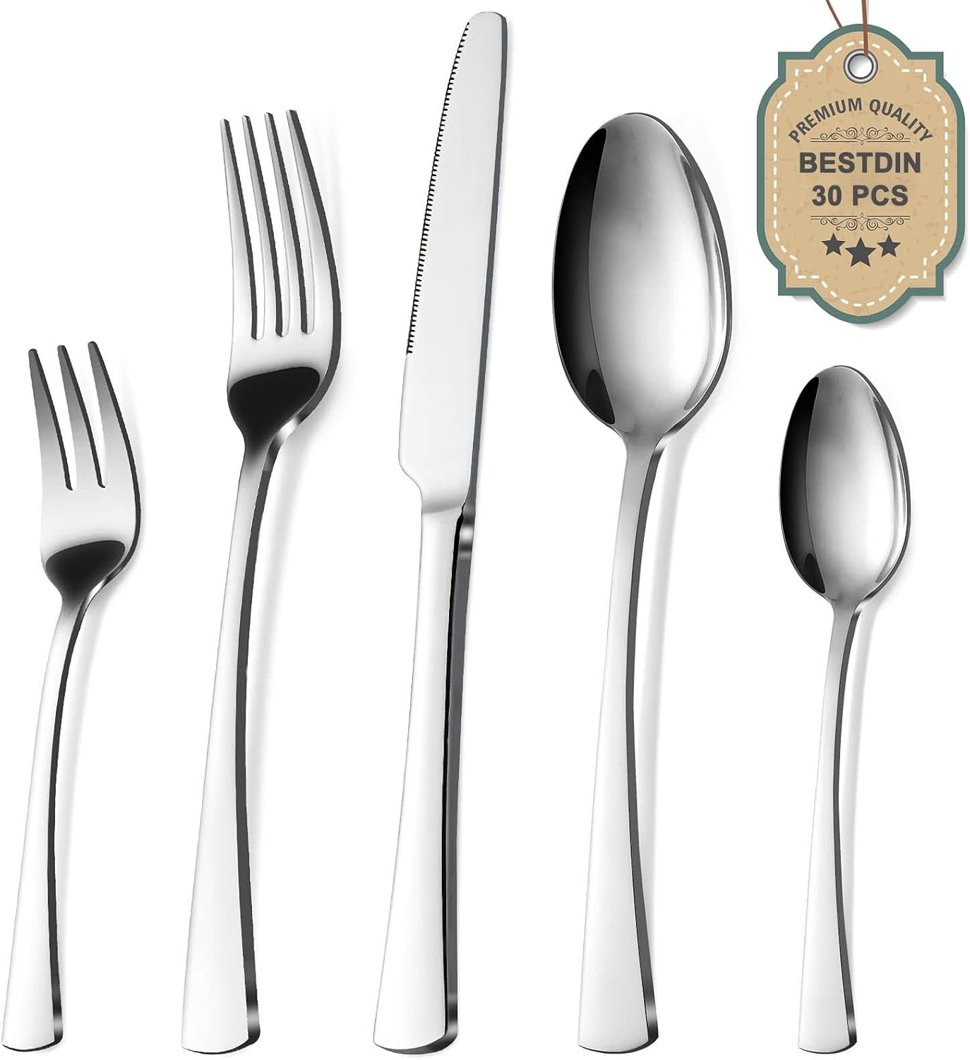 Bestdin Bestekset voor 6 personen 30-delige Over dit item 30-delige bestekset voor 6 personen: Bestdin als 30-delige titanium bestekset zwart bestaat uit 6 messen, 6 eetlepels, 6 tafelvorken, 6 theelepels en 6 dessertvorkjes. Ideaal voor elke formele of c