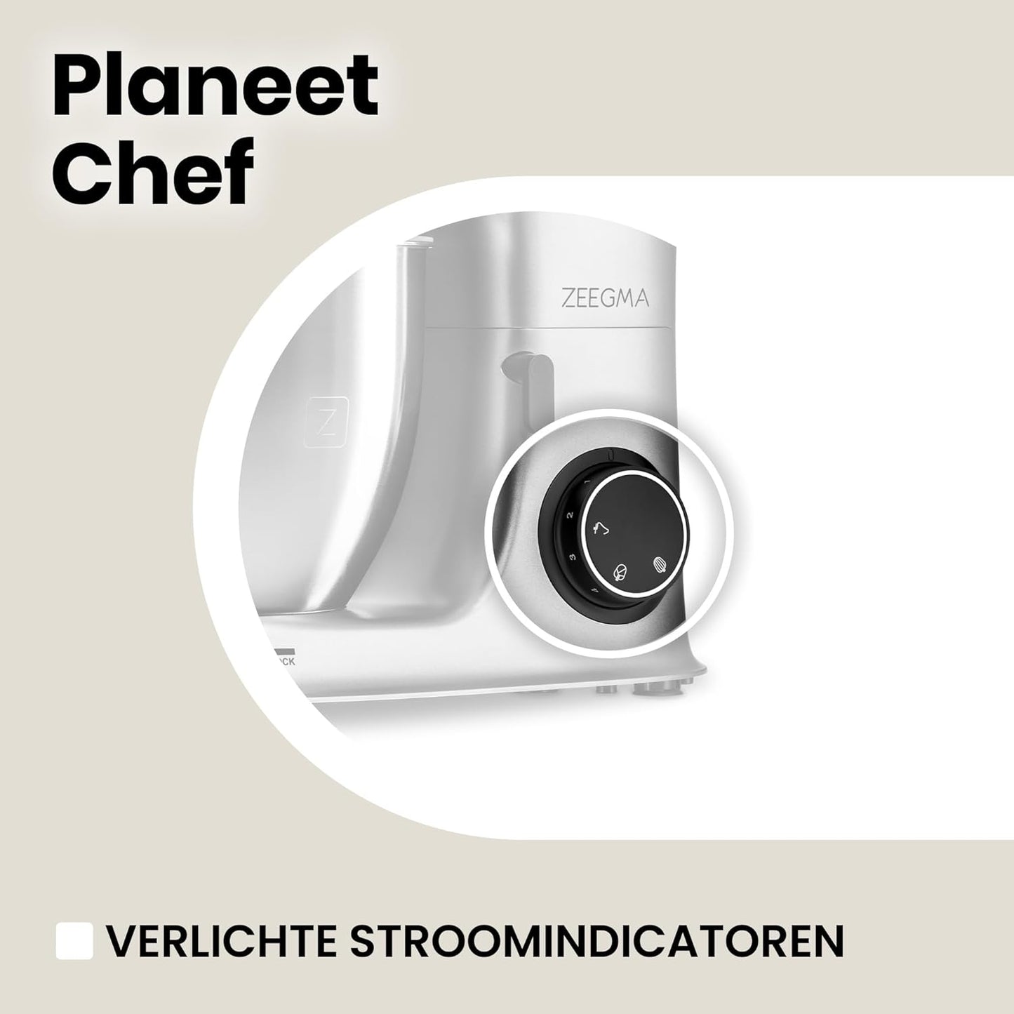 Zeegma Planeet Chef - 2200W Keukenmachine, 6,5L Misa, 7 Snelheden, Pulse Functie, Teflon Gecoate Accessoires, Vaatwasserbestendig GROTE 6,5L MENGKOM MET ANTISPUITSCHERM De ruime mengkom van 6,5 liter is perfect voor grote hoeveelheden deeg of beslag, terw