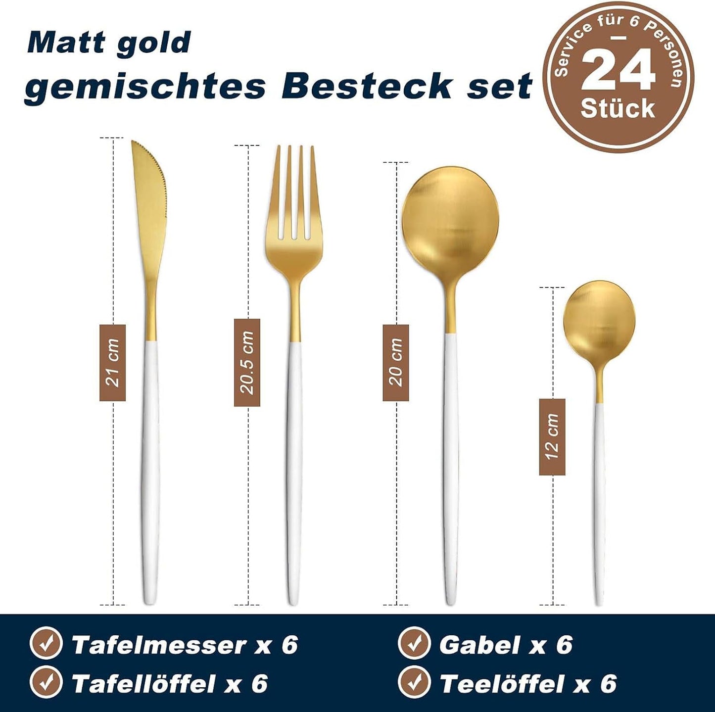 Bestdin Bestekset voor 6 personen, 24-delige roestvrijstalen bestekset Matzwart 24-delige bestekset voor 6 personen: Bestdin als 24-delige titanium bestekset zwart bestaat uit 6 messen, 6 eetlepels, 6 dinervorken, 6 theelepels. Ideaal voor alle formele of