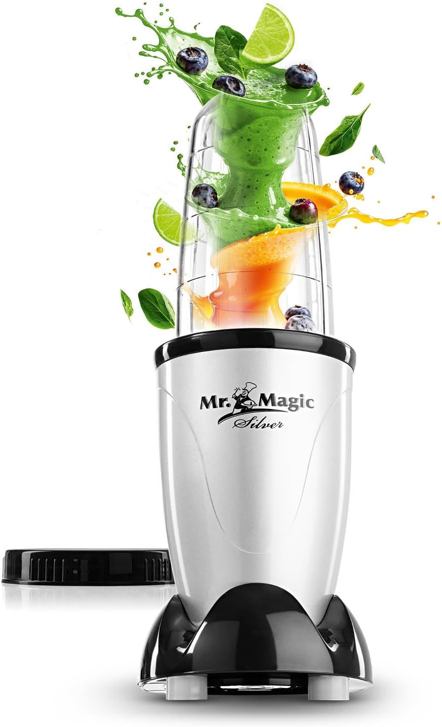GOURMETmaxx Mr. Magic Mixer Smoothie Maker Over dit item TWEEDE SNELHEID VAN PREPARATIE: Vaarwel grote keukenmachine! Hier komt de compacte keuken alleskunner voor je dagelijkse vitamine-inname. Want met de GOURMETmaxx Mr Magic in de 18-delige set kun je