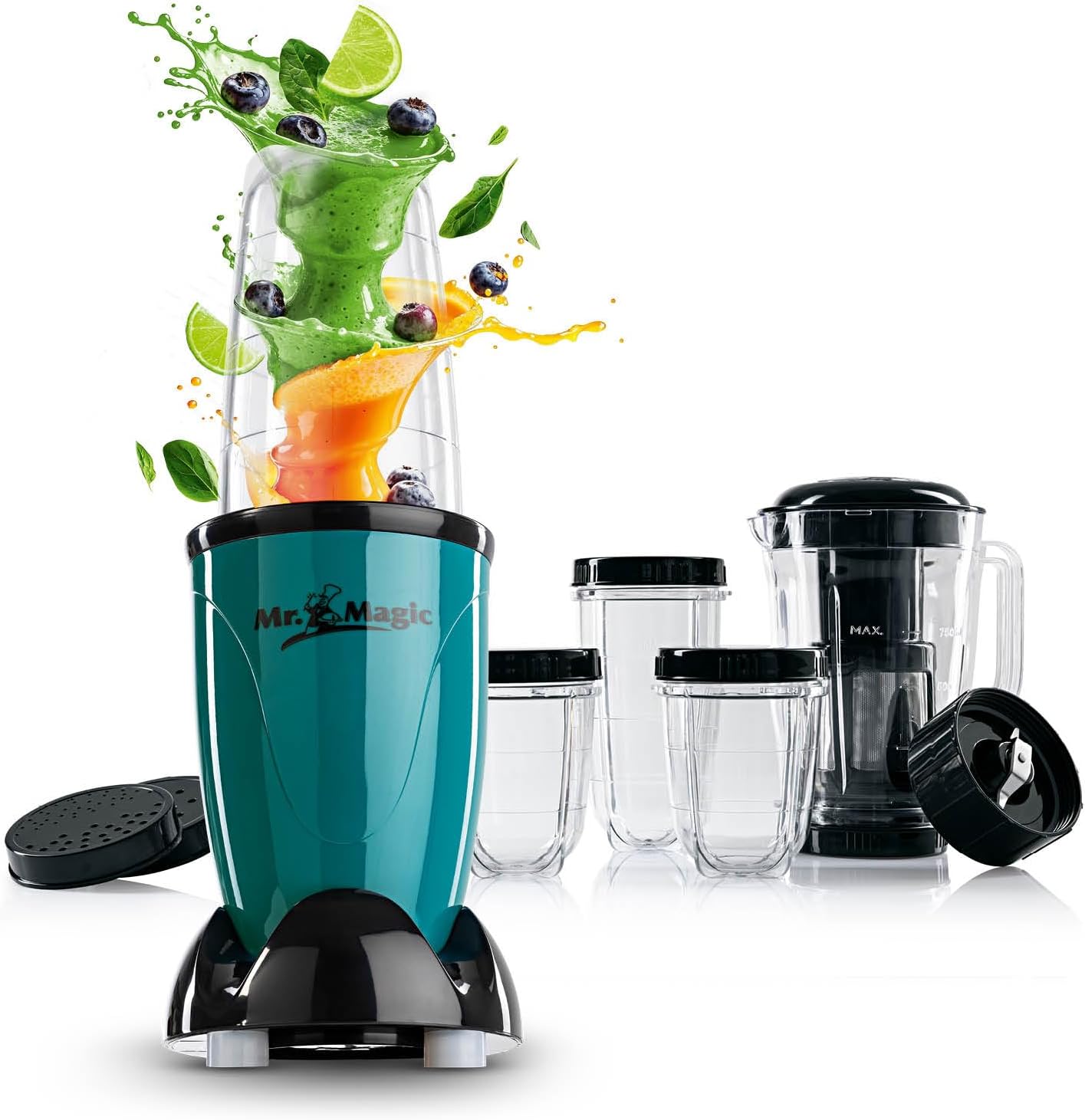 GOURMETmaxx Mr. Magic Mixer Smoothie Maker Over dit item TWEEDE SNELHEID VAN PREPARATIE: Vaarwel grote keukenmachine! Hier komt de compacte keuken alleskunner voor je dagelijkse vitamine-inname. Want met de GOURMETmaxx Mr Magic in de 18-delige set kun je