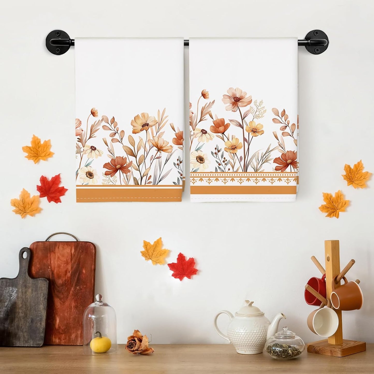 Arquiel 100% katoenen keukendoekset 48 x 70 cm, multifunctionele sneldrogende theedoeken, vaatdoeken, handdoeken, bar handdoeken (set van 4), levendig kleurrijk bloempatroon VOORKEURD MATERIAAL: Elke theedoek is zorgvuldig gemaakt van 100% katoen, met kle