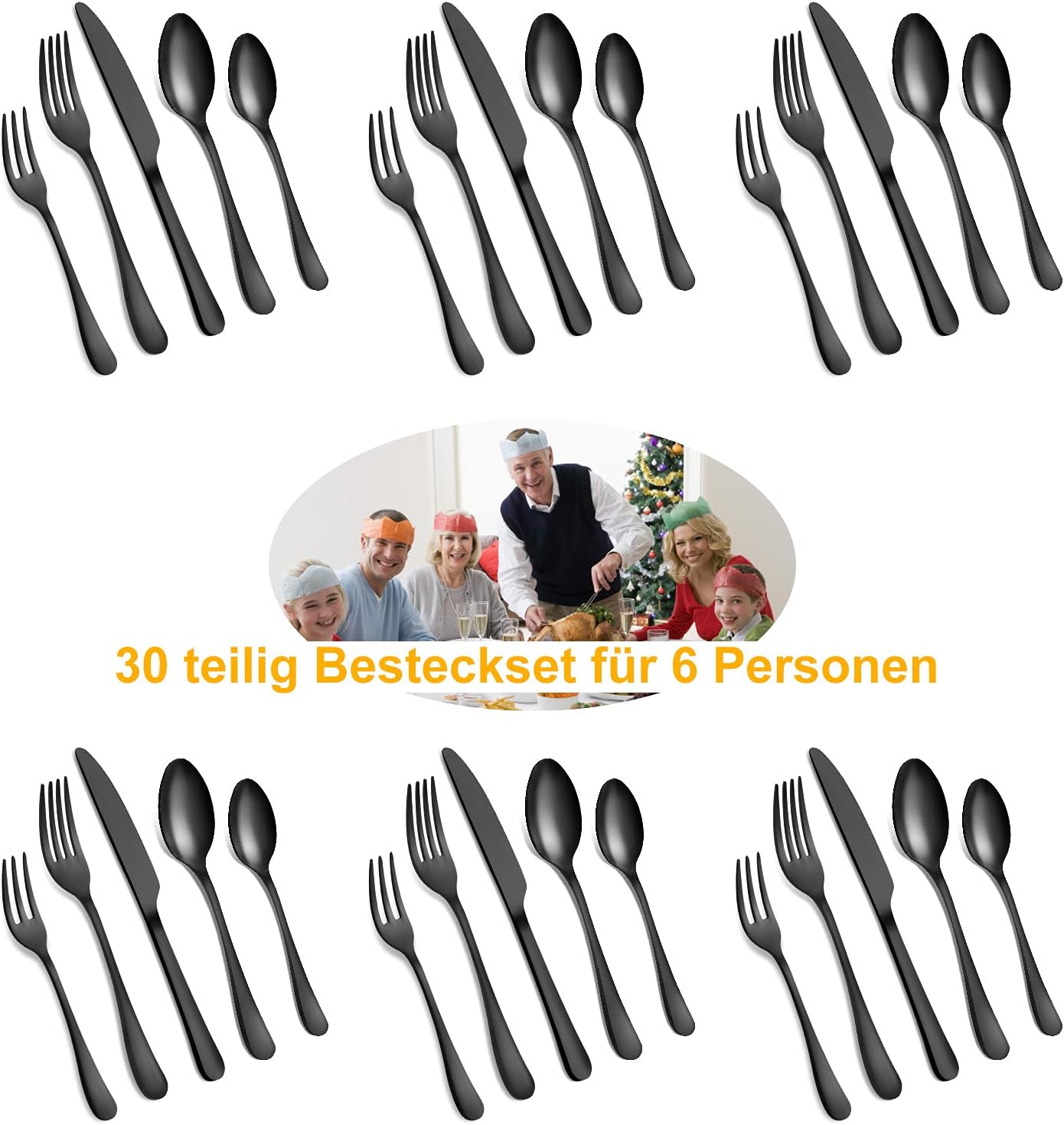 Bestekset voor 6 personen gepolijst vaatwasserbestendig Over dit item 30-delige bestekset voor 6 personen: De 30-delige bestekset bestaat uit 6 messen, 6 eetlepels, 6 dinervorken, 6 theelepels en 6 dessertvorkjes, waardoor het een goede keuze is voor elk