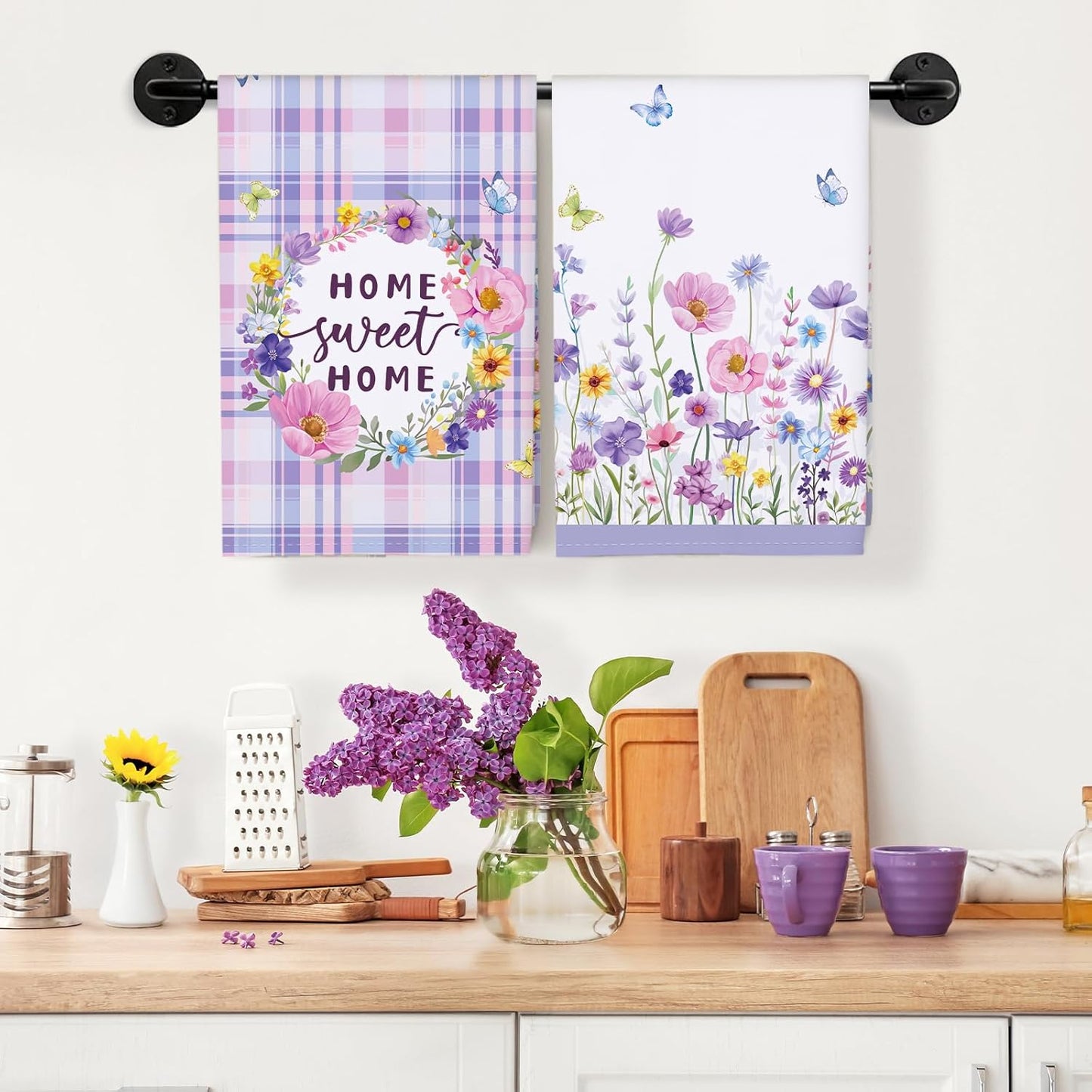 Arquiel 100% katoenen keukendoekset 48 x 70 cm, multifunctionele sneldrogende theedoeken, vaatdoeken, handdoeken, bar handdoeken (set van 4), levendig kleurrijk bloempatroon VOORKEURD MATERIAAL: Elke theedoek is zorgvuldig gemaakt van 100% katoen, met kle