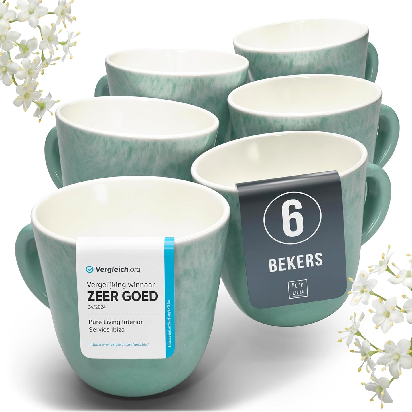 Aardewerk Servies Set Ibiza 36-delig - Vaatwasser-, Magnetron- en Krasbestendig Servies - Moderne Kommen en Borden Set voor 12 Personen - Tafelservice Pure Living in Licht Beige-blauw Deze 36-delige beige-blauwe servies set voor 12 personen combineert ele