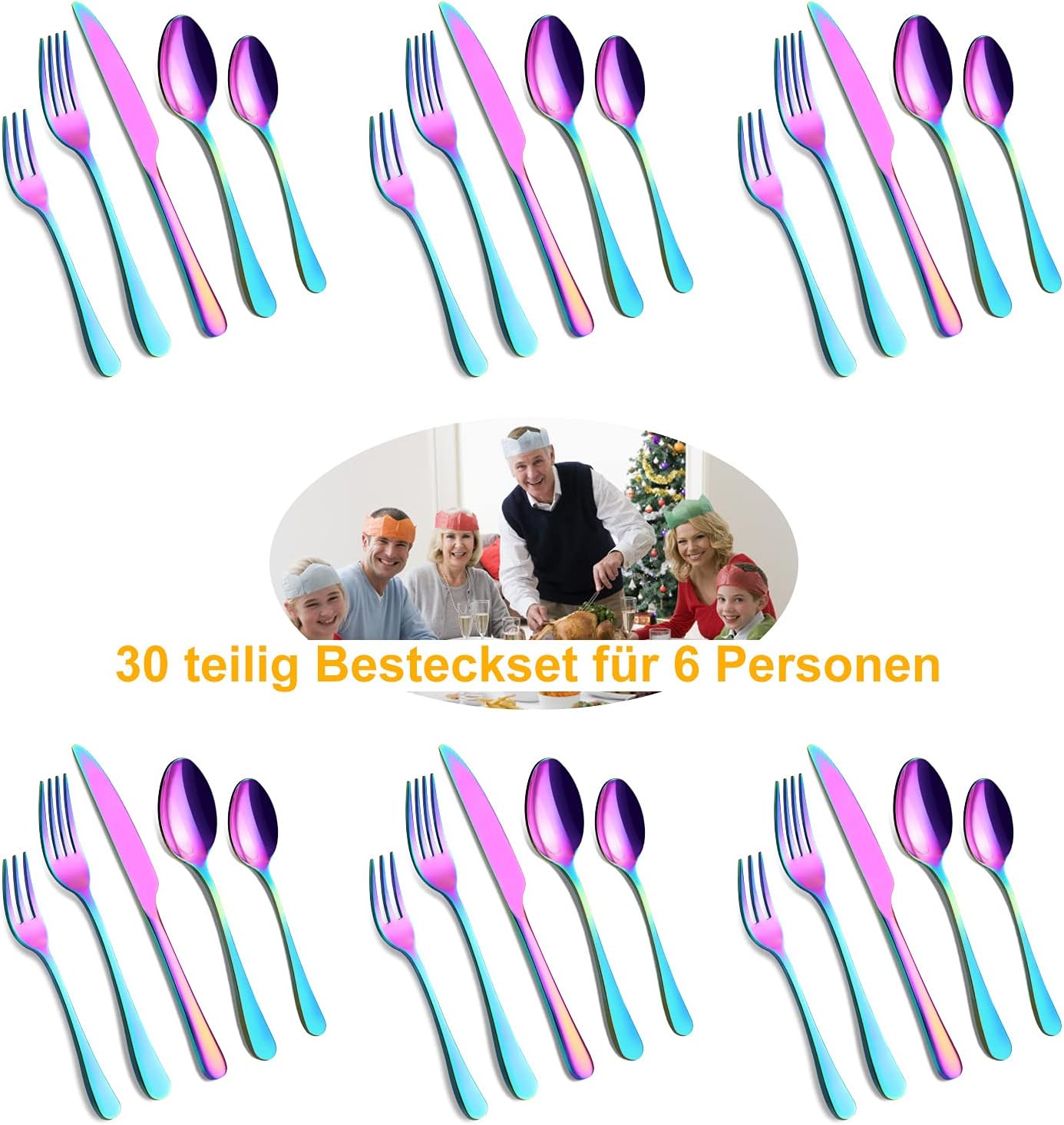 Bestekset voor 6 personen gepolijst vaatwasserbestendig Over dit item 30-delige bestekset voor 6 personen: De 30-delige bestekset bestaat uit 6 messen, 6 eetlepels, 6 dinervorken, 6 theelepels en 6 dessertvorkjes, waardoor het een goede keuze is voor elk