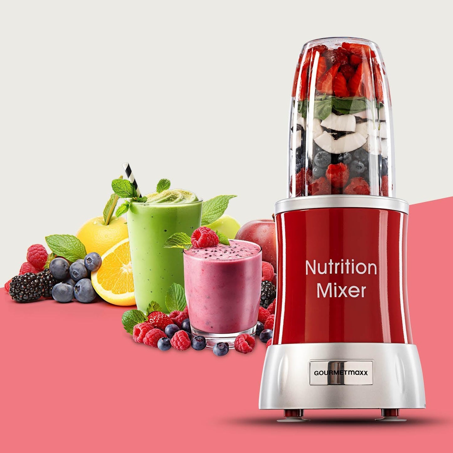 GOURMETmaxx Mr. Magic Mixer Smoothie Maker Over dit item TWEEDE SNELHEID VAN PREPARATIE: Vaarwel grote keukenmachine! Hier komt de compacte keuken alleskunner voor je dagelijkse vitamine-inname. Want met de GOURMETmaxx Mr Magic in de 18-delige set kun je