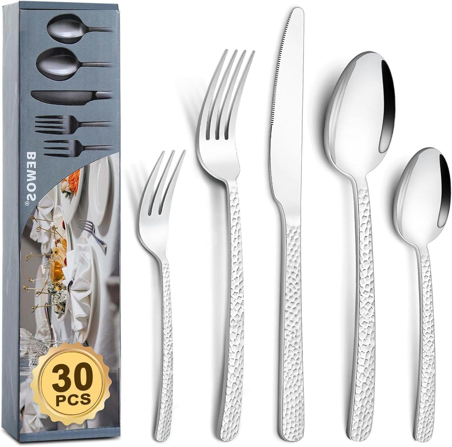 Bestekset voor 6 personen gepolijst vaatwasserbestendig Over dit item 30-delige bestekset voor 6 personen: De 30-delige bestekset bestaat uit 6 messen, 6 eetlepels, 6 dinervorken, 6 theelepels en 6 dessertvorkjes, waardoor het een goede keuze is voor elk