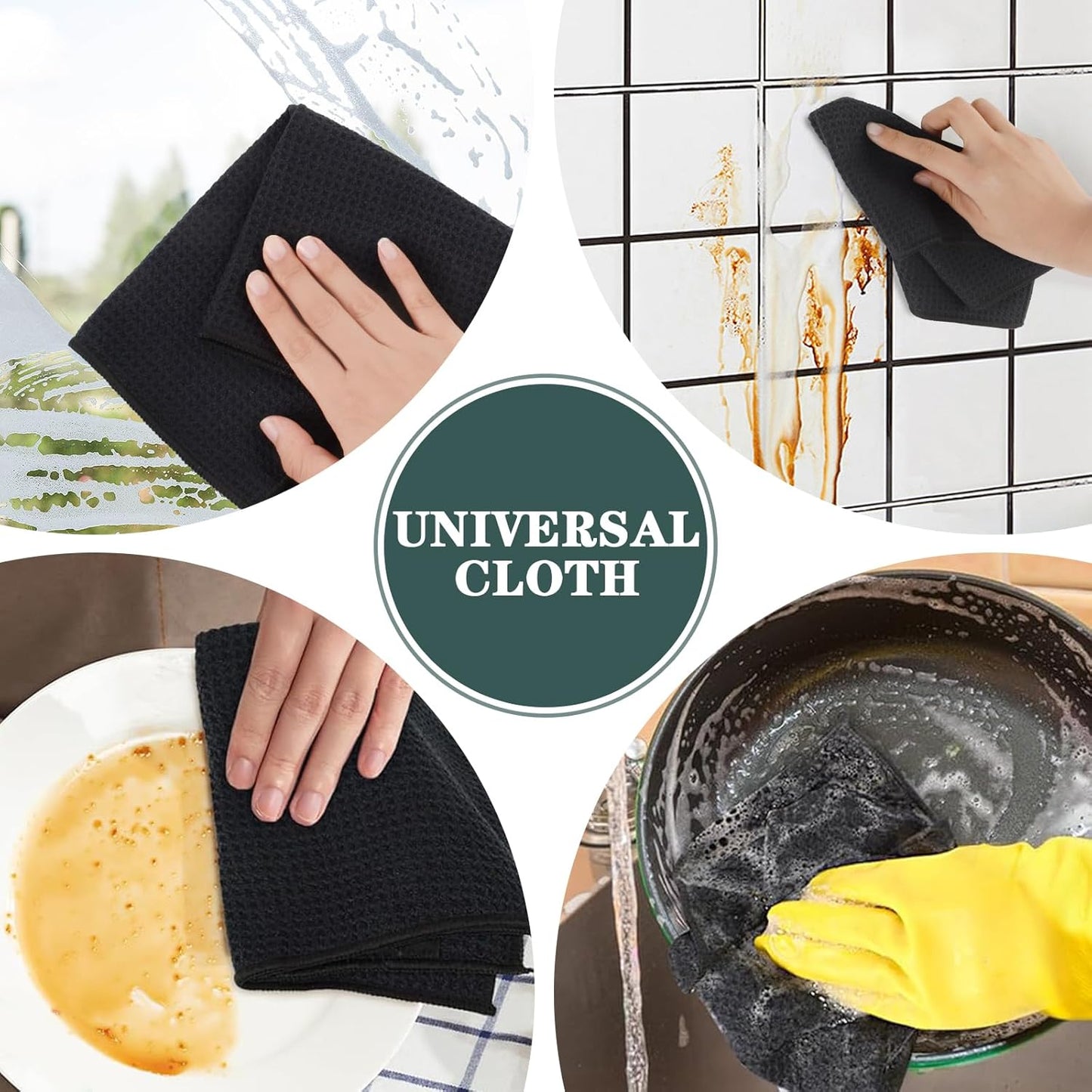 VIVOTE Microvezeldoeken, Barista-doek, zwart, wafeldoek, afwasdoek, wasbaar, vaatdoek voor keuken, dikke huishoudelijke poetsdoeken, pluisvrij, 30 cm x 30 cm, 4 stuks Hoge kwaliteit en duurzaam: de ultrafijne vezelnapkins zijn gemaakt van 80% polyester en