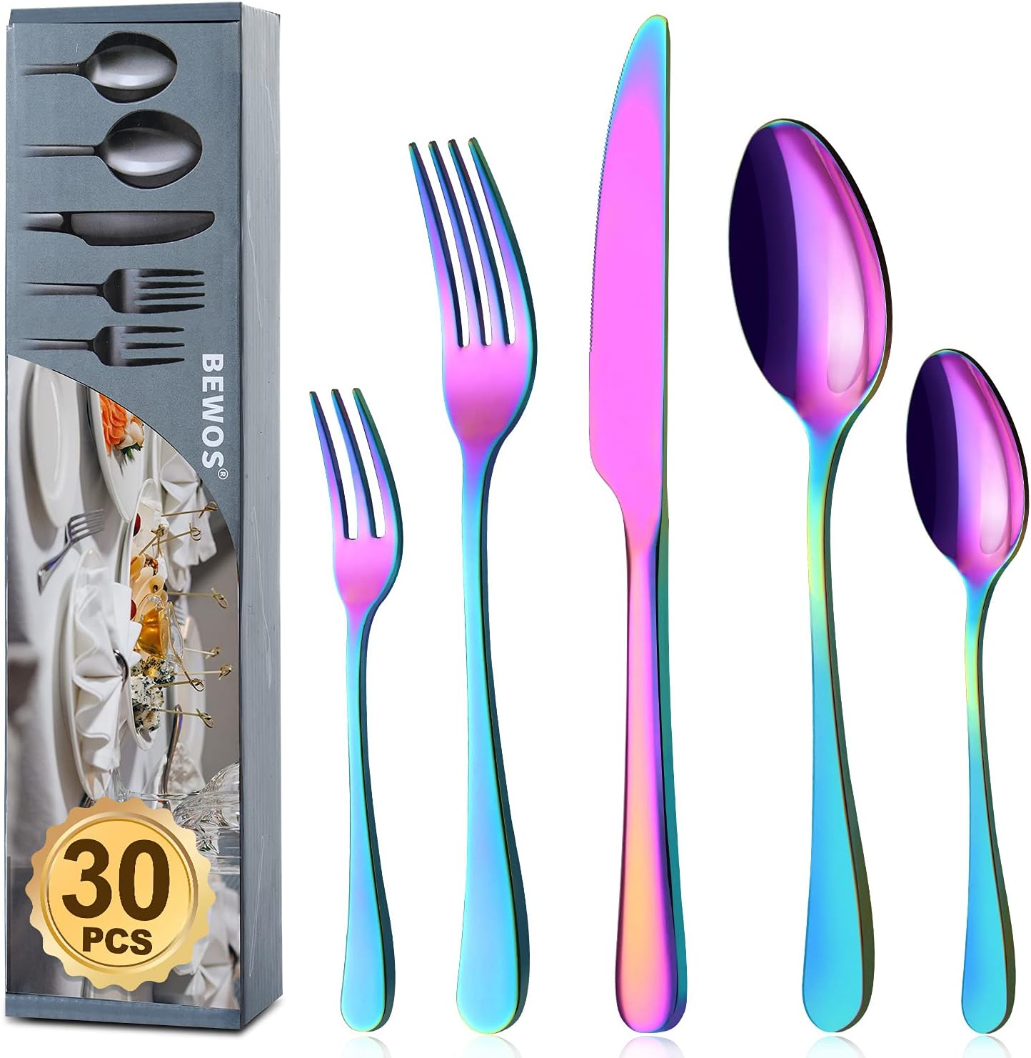 Bestekset voor 6 personen gepolijst vaatwasserbestendig Over dit item 30-delige bestekset voor 6 personen: De 30-delige bestekset bestaat uit 6 messen, 6 eetlepels, 6 dinervorken, 6 theelepels en 6 dessertvorkjes, waardoor het een goede keuze is voor elk