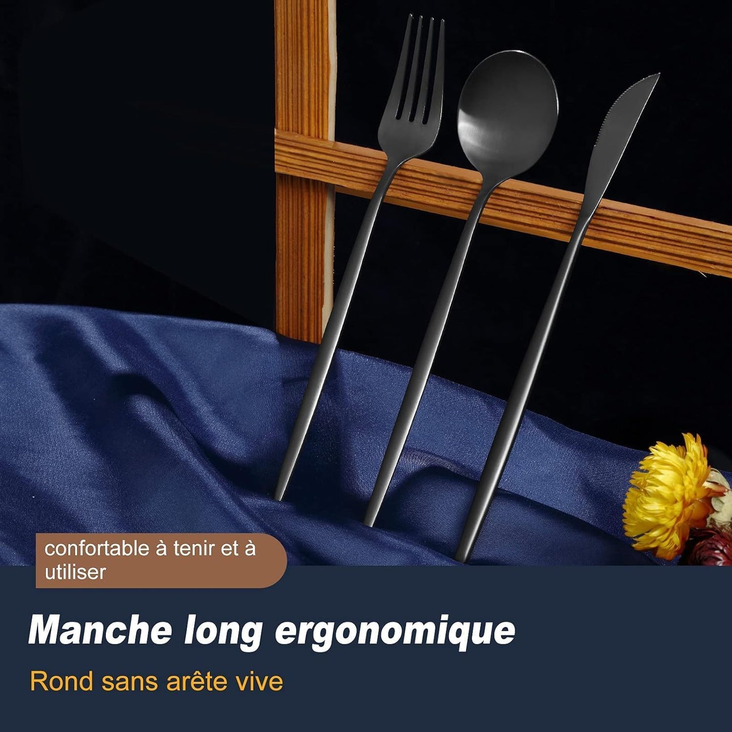 Bestdin Bestekset voor 6 personen, 24-delige roestvrijstalen bestekset Matzwart 24-delige bestekset voor 6 personen: Bestdin als 24-delige titanium bestekset zwart bestaat uit 6 messen, 6 eetlepels, 6 dinervorken, 6 theelepels. Ideaal voor alle formele of