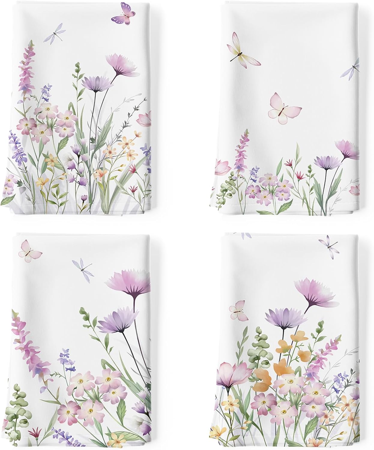 Arquiel 100% katoenen keukendoekset 48 x 70 cm, multifunctionele sneldrogende theedoeken, vaatdoeken, handdoeken, bar handdoeken (set van 4), levendig kleurrijk bloempatroon VOORKEURD MATERIAAL: Elke theedoek is zorgvuldig gemaakt van 100% katoen, met kle