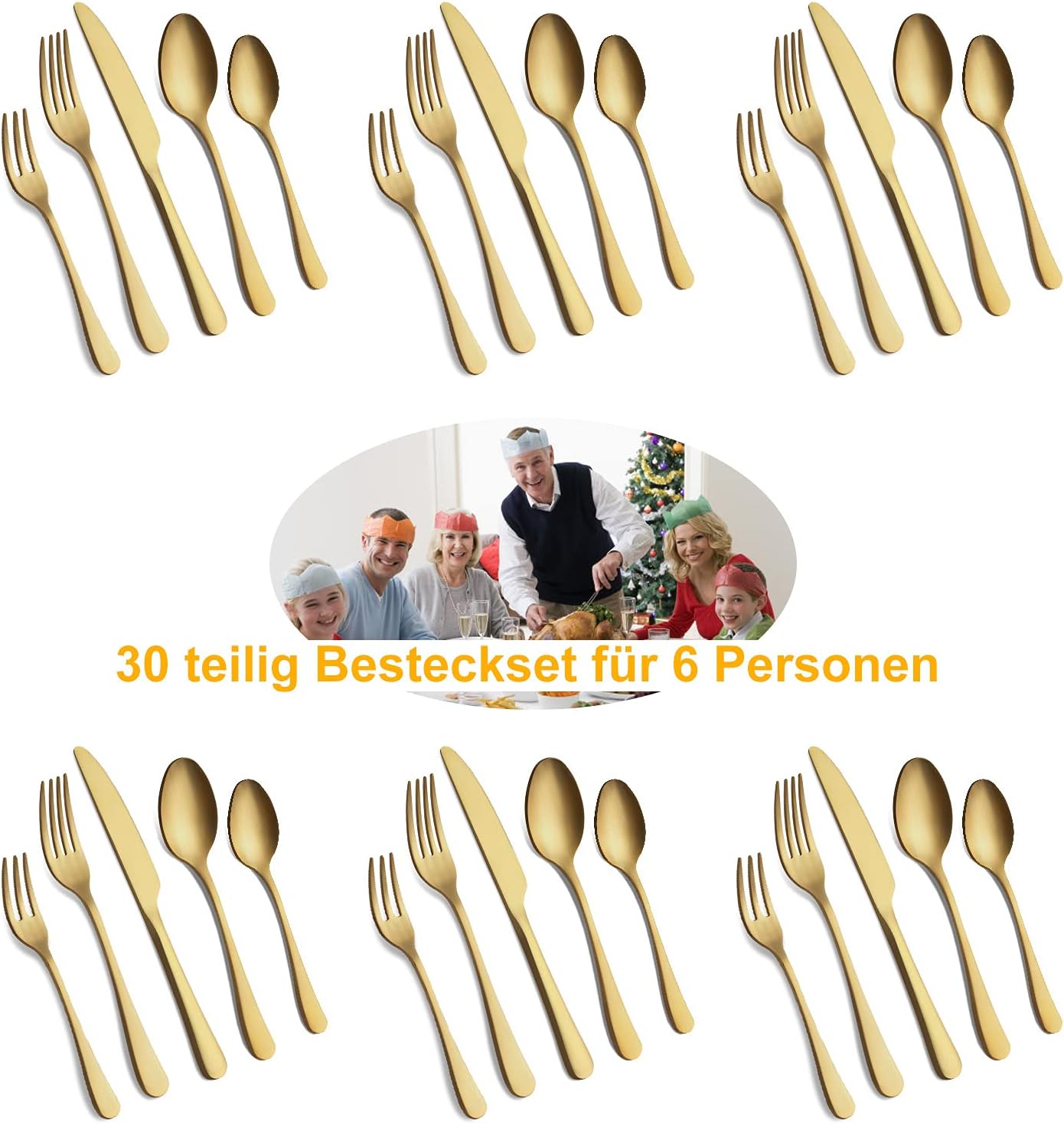 Bestekset voor 6 personen gepolijst vaatwasserbestendig Over dit item 30-delige bestekset voor 6 personen: De 30-delige bestekset bestaat uit 6 messen, 6 eetlepels, 6 dinervorken, 6 theelepels en 6 dessertvorkjes, waardoor het een goede keuze is voor elk