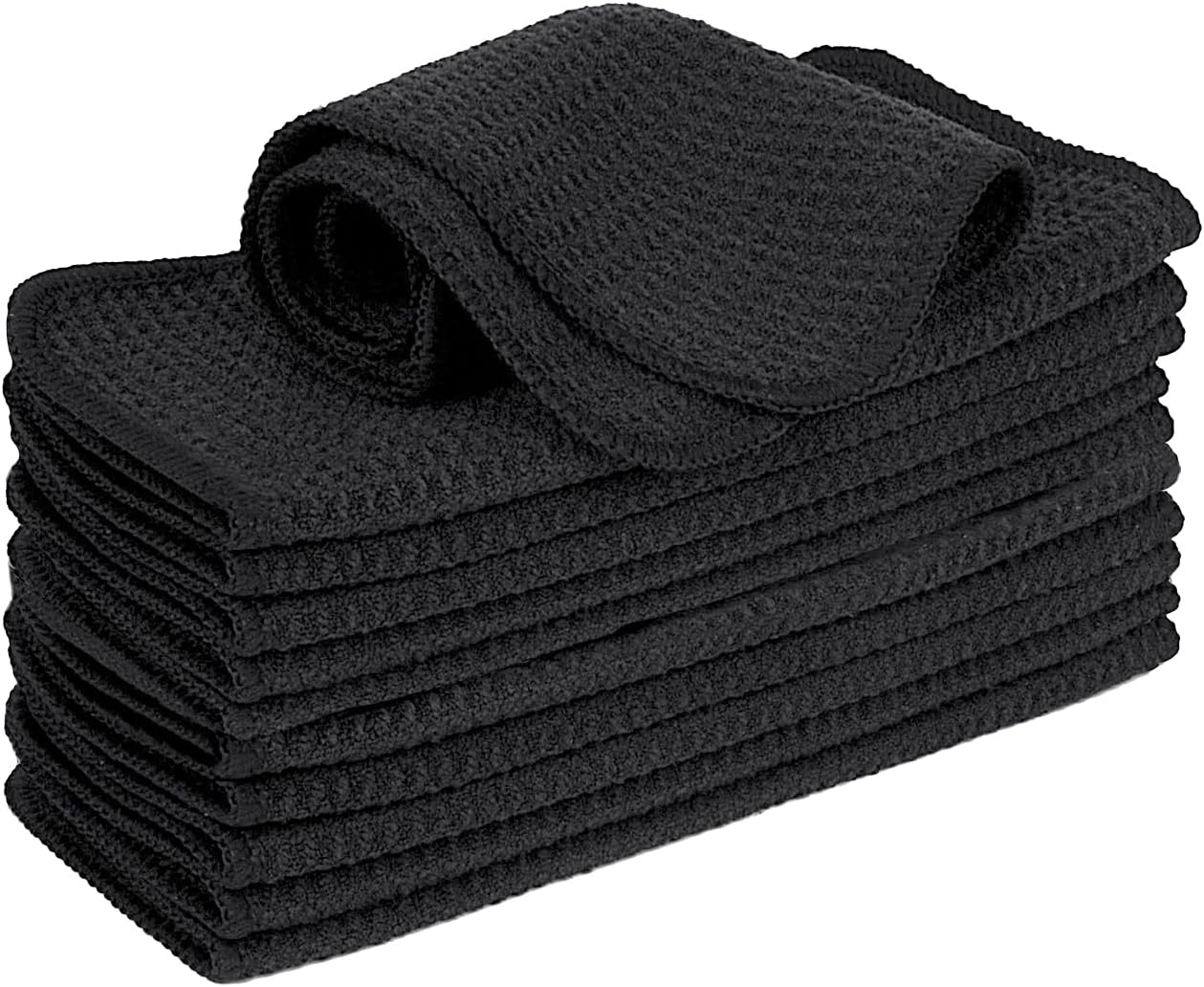 VIVOTE Microvezeldoeken, Barista-doek, zwart, wafeldoek, afwasdoek, wasbaar, vaatdoek voor keuken, dikke huishoudelijke poetsdoeken, pluisvrij, 30 cm x 30 cm, 4 stuks Hoge kwaliteit en duurzaam: de ultrafijne vezelnapkins zijn gemaakt van 80% polyester en