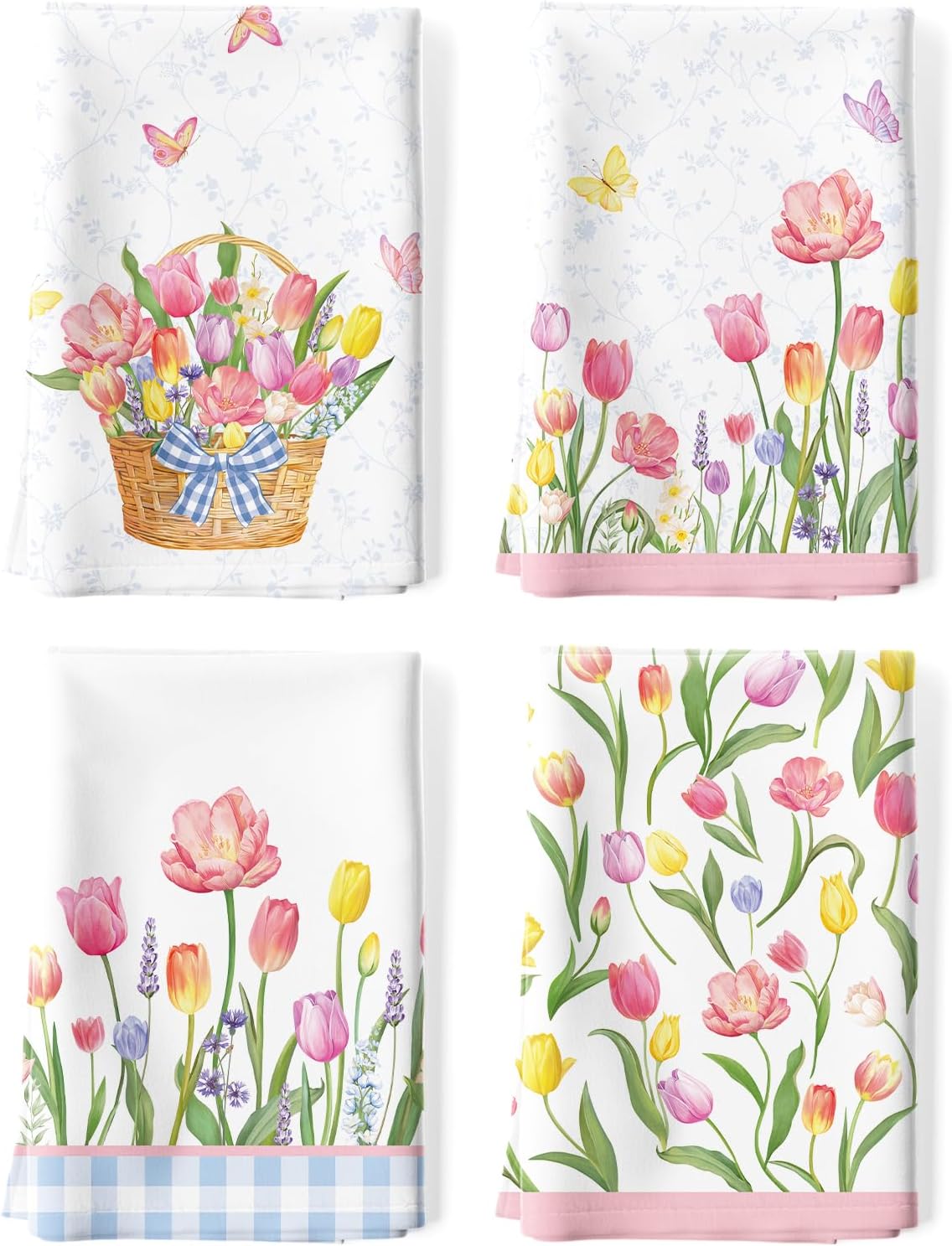 Arquiel 100% katoenen keukendoekset 48 x 70 cm, multifunctionele sneldrogende theedoeken, vaatdoeken, handdoeken, bar handdoeken (set van 4), levendig kleurrijk bloempatroon VOORKEURD MATERIAAL: Elke theedoek is zorgvuldig gemaakt van 100% katoen, met kle