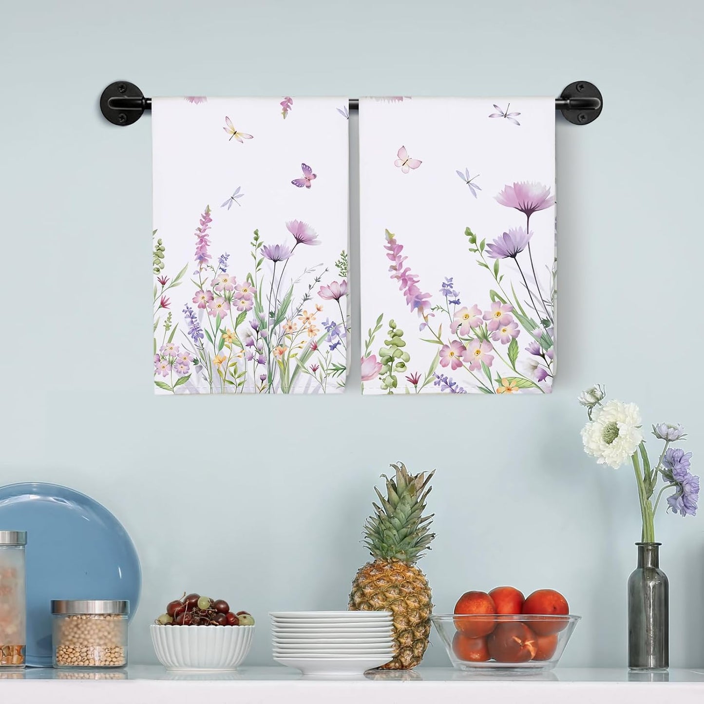 Arquiel 100% katoenen keukendoekset 48 x 70 cm, multifunctionele sneldrogende theedoeken, vaatdoeken, handdoeken, bar handdoeken (set van 4), levendig kleurrijk bloempatroon VOORKEURD MATERIAAL: Elke theedoek is zorgvuldig gemaakt van 100% katoen, met kle