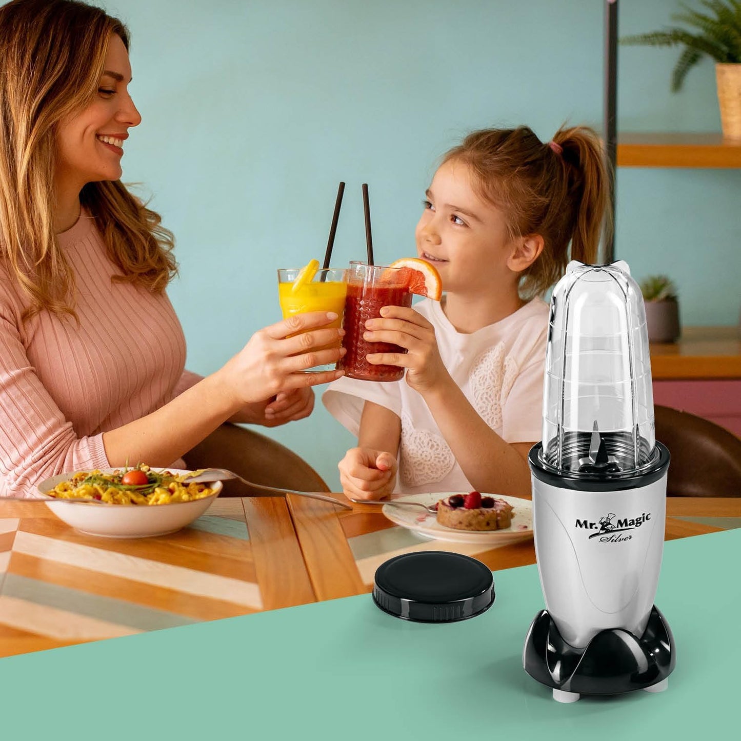 GOURMETmaxx Mr. Magic Mixer Smoothie Maker Over dit item TWEEDE SNELHEID VAN PREPARATIE: Vaarwel grote keukenmachine! Hier komt de compacte keuken alleskunner voor je dagelijkse vitamine-inname. Want met de GOURMETmaxx Mr Magic in de 18-delige set kun je