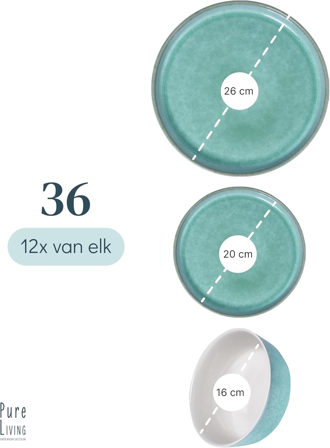 Aardewerk Servies Set Ibiza 36-delig - Vaatwasser-, Magnetron- en Krasbestendig Servies - Moderne Kommen en Borden Set voor 12 Personen - Tafelservice Pure Living in Licht Beige-blauw Deze 36-delige beige-blauwe servies set voor 12 personen combineert ele