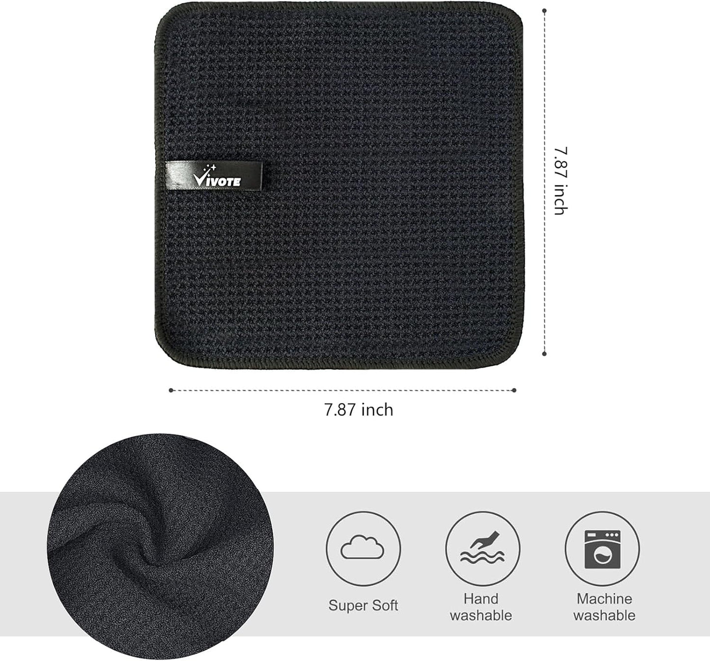 VIVOTE Microvezeldoeken, Barista-doek, zwart, wafeldoek, afwasdoek, wasbaar, vaatdoek voor keuken, dikke huishoudelijke poetsdoeken, pluisvrij, 30 cm x 30 cm, 4 stuks Hoge kwaliteit en duurzaam: de ultrafijne vezelnapkins zijn gemaakt van 80% polyester en