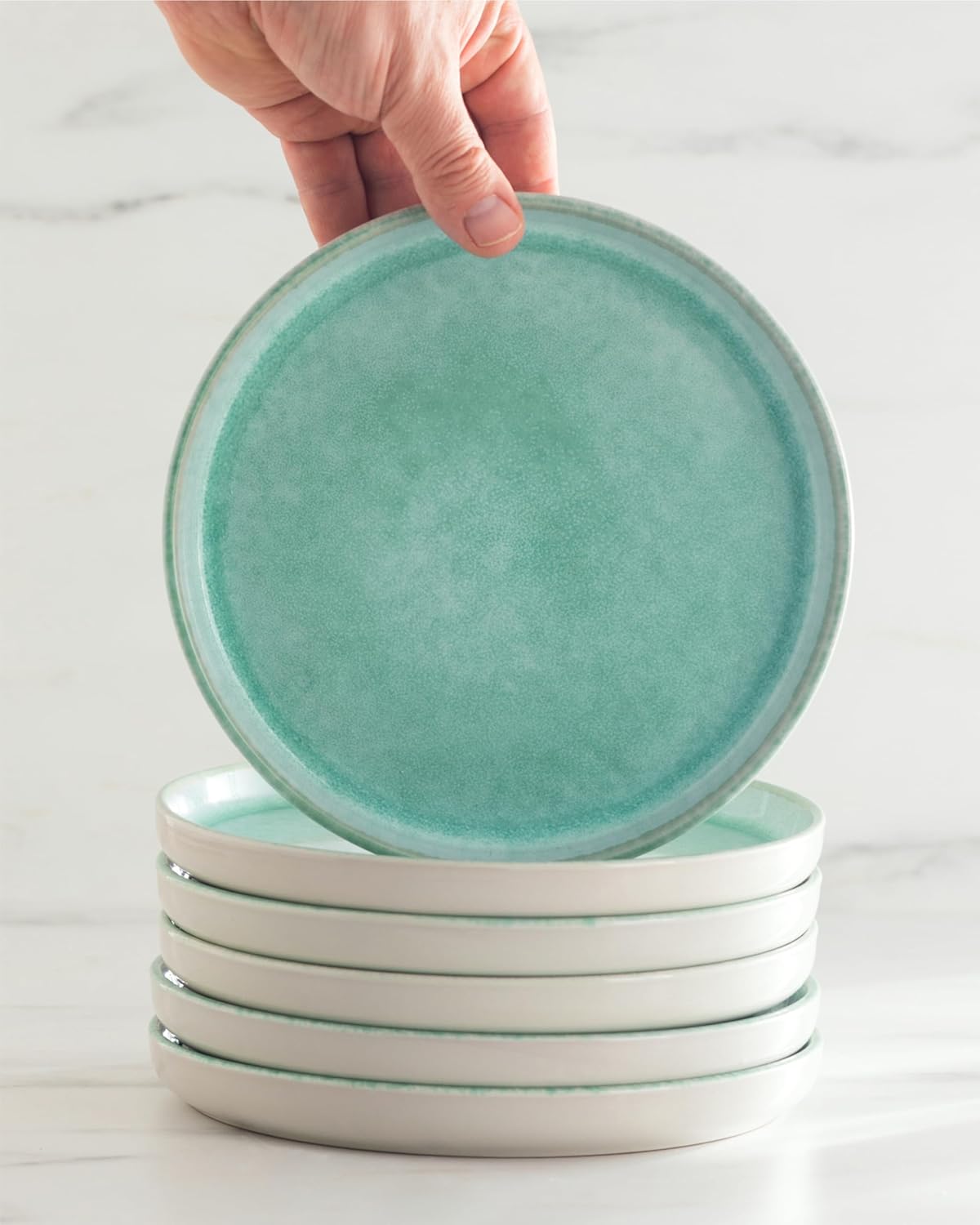 Aardewerk Servies Set Ibiza 36-delig - Vaatwasser-, Magnetron- en Krasbestendig Servies - Moderne Kommen en Borden Set voor 12 Personen - Tafelservice Pure Living in Licht Beige-blauw Deze 36-delige beige-blauwe servies set voor 12 personen combineert ele