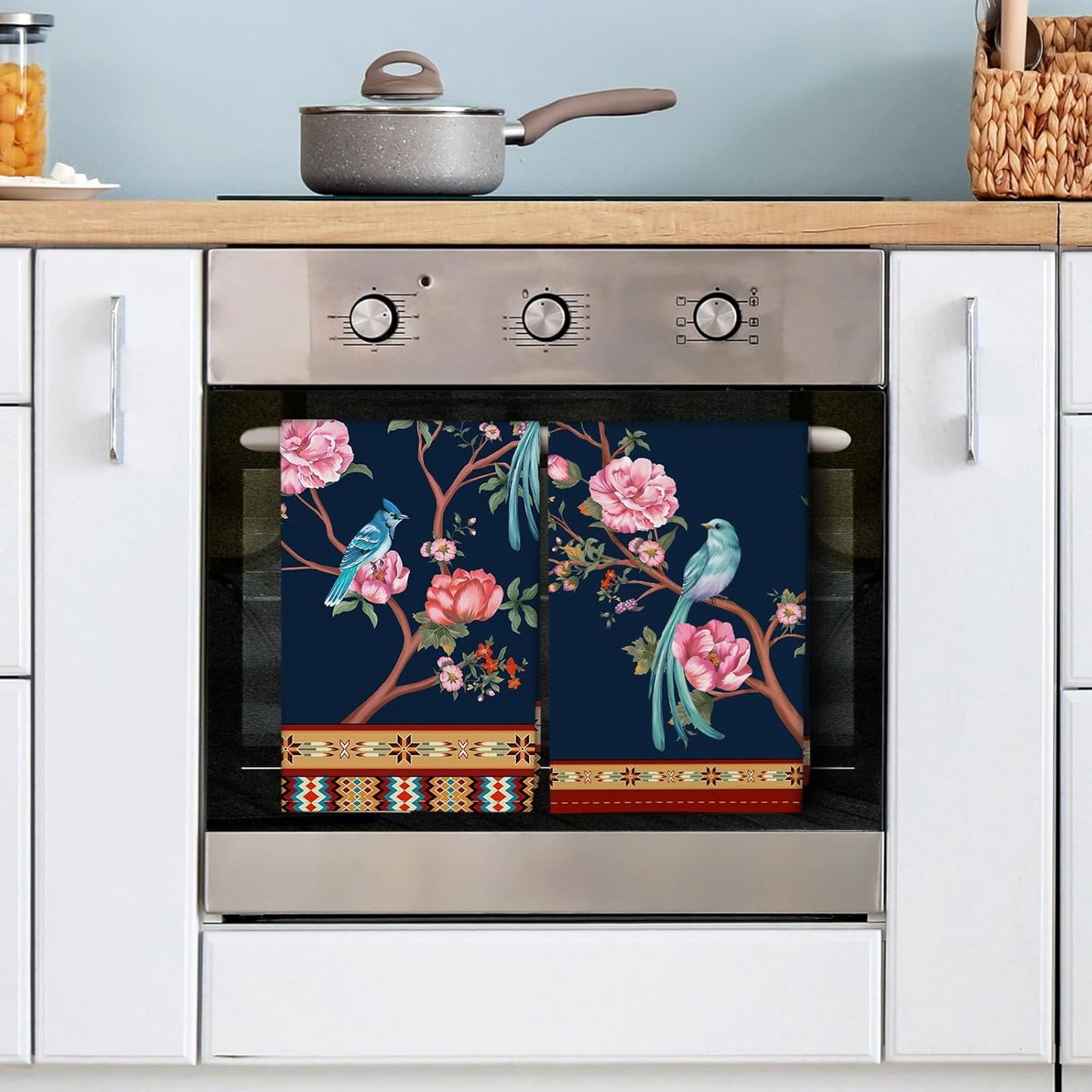 Arquiel 100% katoenen keukendoekset 48 x 70 cm, multifunctionele sneldrogende theedoeken, vaatdoeken, handdoeken, bar handdoeken (set van 4), levendig kleurrijk bloempatroon VOORKEURD MATERIAAL: Elke theedoek is zorgvuldig gemaakt van 100% katoen, met kle