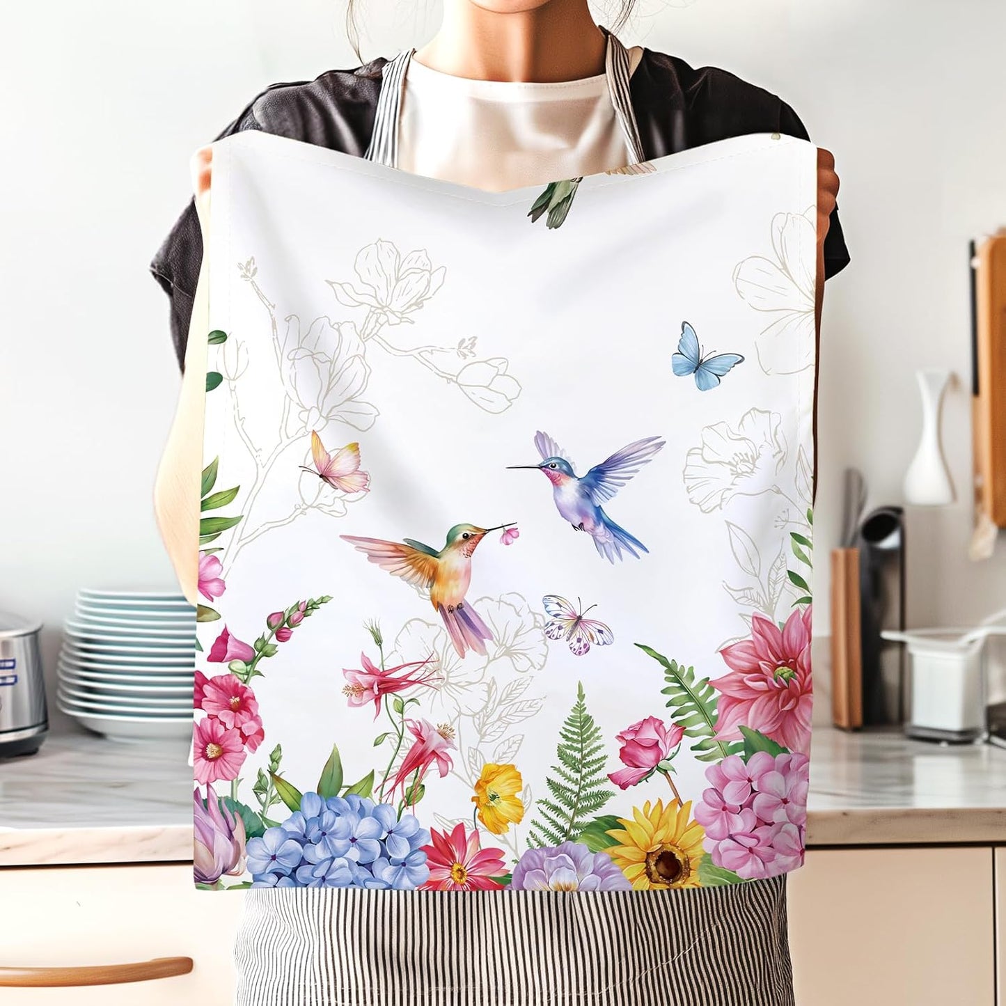 Arquiel 100% katoenen keukendoekset 48 x 70 cm, multifunctionele sneldrogende theedoeken, vaatdoeken, handdoeken, bar handdoeken (set van 4), levendig kleurrijk bloempatroon VOORKEURD MATERIAAL: Elke theedoek is zorgvuldig gemaakt van 100% katoen, met kle