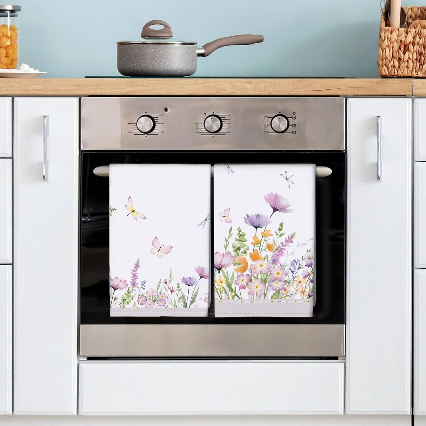 Arquiel 100% katoenen keukendoekset 48 x 70 cm, multifunctionele sneldrogende theedoeken, vaatdoeken, handdoeken, bar handdoeken (set van 4), levendig kleurrijk bloempatroon VOORKEURD MATERIAAL: Elke theedoek is zorgvuldig gemaakt van 100% katoen, met kle