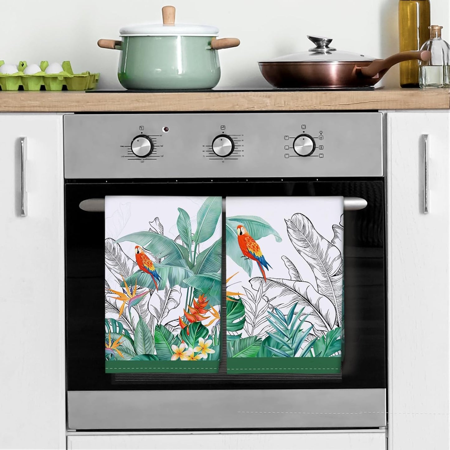Arquiel 100% katoenen keukendoekset 48 x 70 cm, multifunctionele sneldrogende theedoeken, vaatdoeken, handdoeken, bar handdoeken (set van 4), levendig kleurrijk bloempatroon VOORKEURD MATERIAAL: Elke theedoek is zorgvuldig gemaakt van 100% katoen, met kle