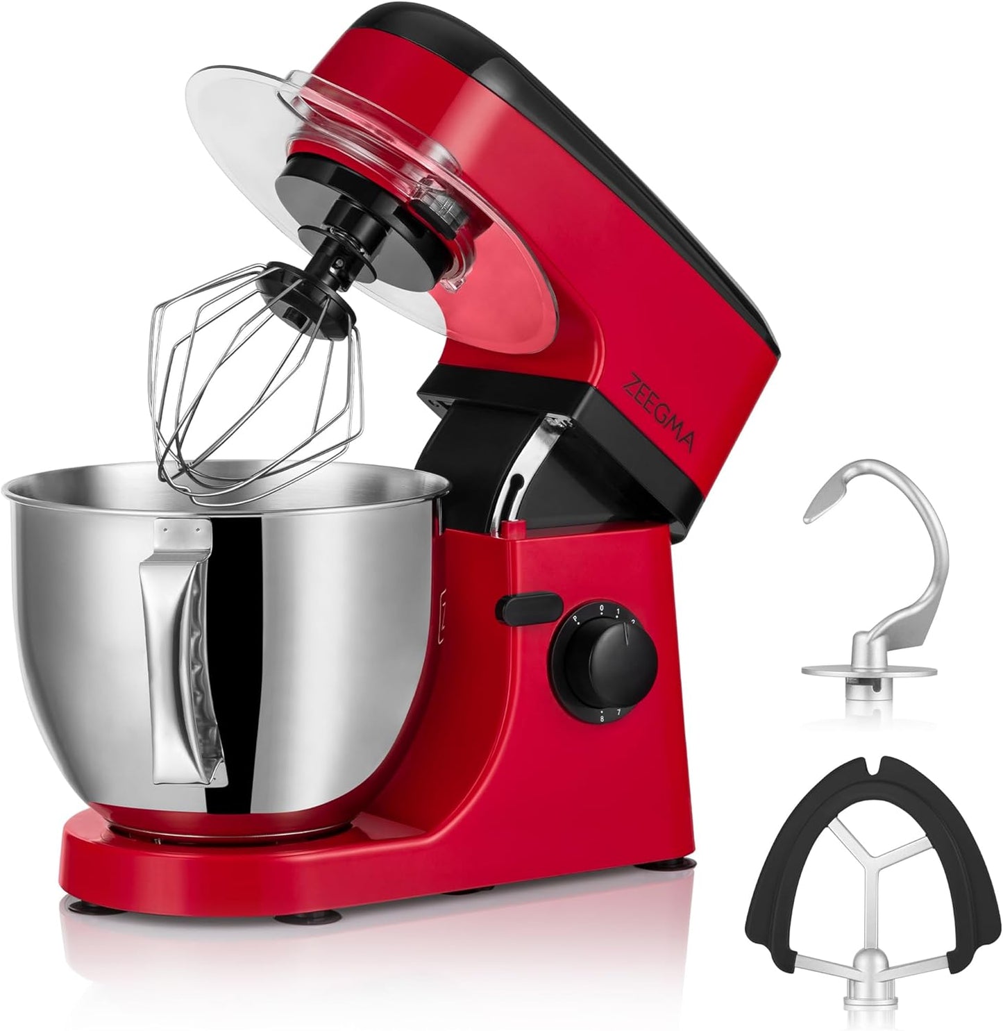 Zeegma Planeet Chef - 2200W Keukenmachine, 6,5L Misa, 7 Snelheden, Pulse Functie, Teflon Gecoate Accessoires, Vaatwasserbestendig GROTE 6,5L MENGKOM MET ANTISPUITSCHERM De ruime mengkom van 6,5 liter is perfect voor grote hoeveelheden deeg of beslag, terw