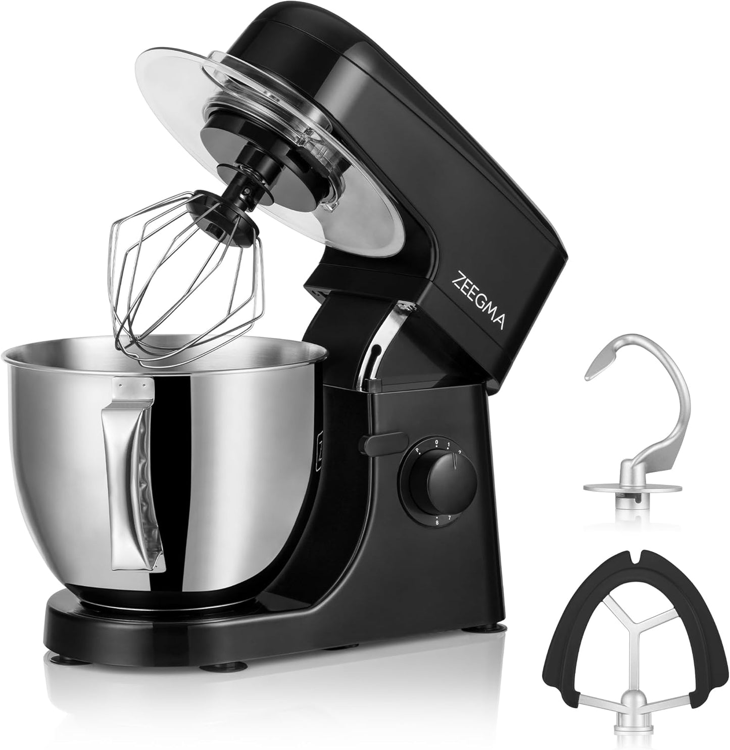 Zeegma Planeet Chef - 2200W Keukenmachine, 6,5L Misa, 7 Snelheden, Pulse Functie, Teflon Gecoate Accessoires, Vaatwasserbestendig GROTE 6,5L MENGKOM MET ANTISPUITSCHERM De ruime mengkom van 6,5 liter is perfect voor grote hoeveelheden deeg of beslag, terw