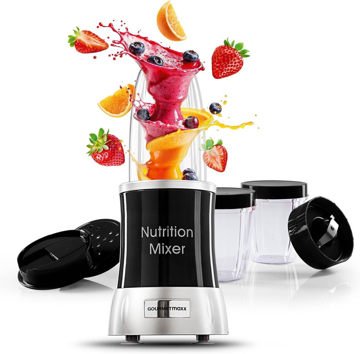 GOURMETmaxx Mr. Magic Mixer Smoothie Maker Over dit item TWEEDE SNELHEID VAN PREPARATIE: Vaarwel grote keukenmachine! Hier komt de compacte keuken alleskunner voor je dagelijkse vitamine-inname. Want met de GOURMETmaxx Mr Magic in de 18-delige set kun je