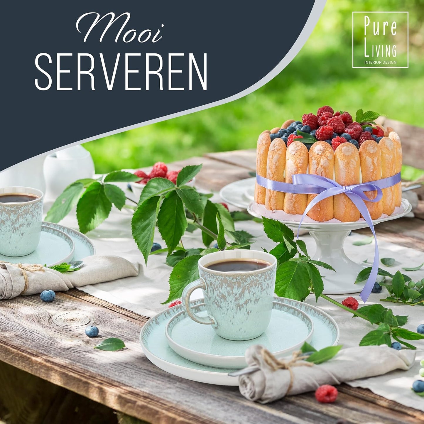 Aardewerk Servies Set Ibiza 36-delig - Vaatwasser-, Magnetron- en Krasbestendig Servies - Moderne Kommen en Borden Set voor 12 Personen - Tafelservice Pure Living in Licht Beige-blauw Deze 36-delige beige-blauwe servies set voor 12 personen combineert ele
