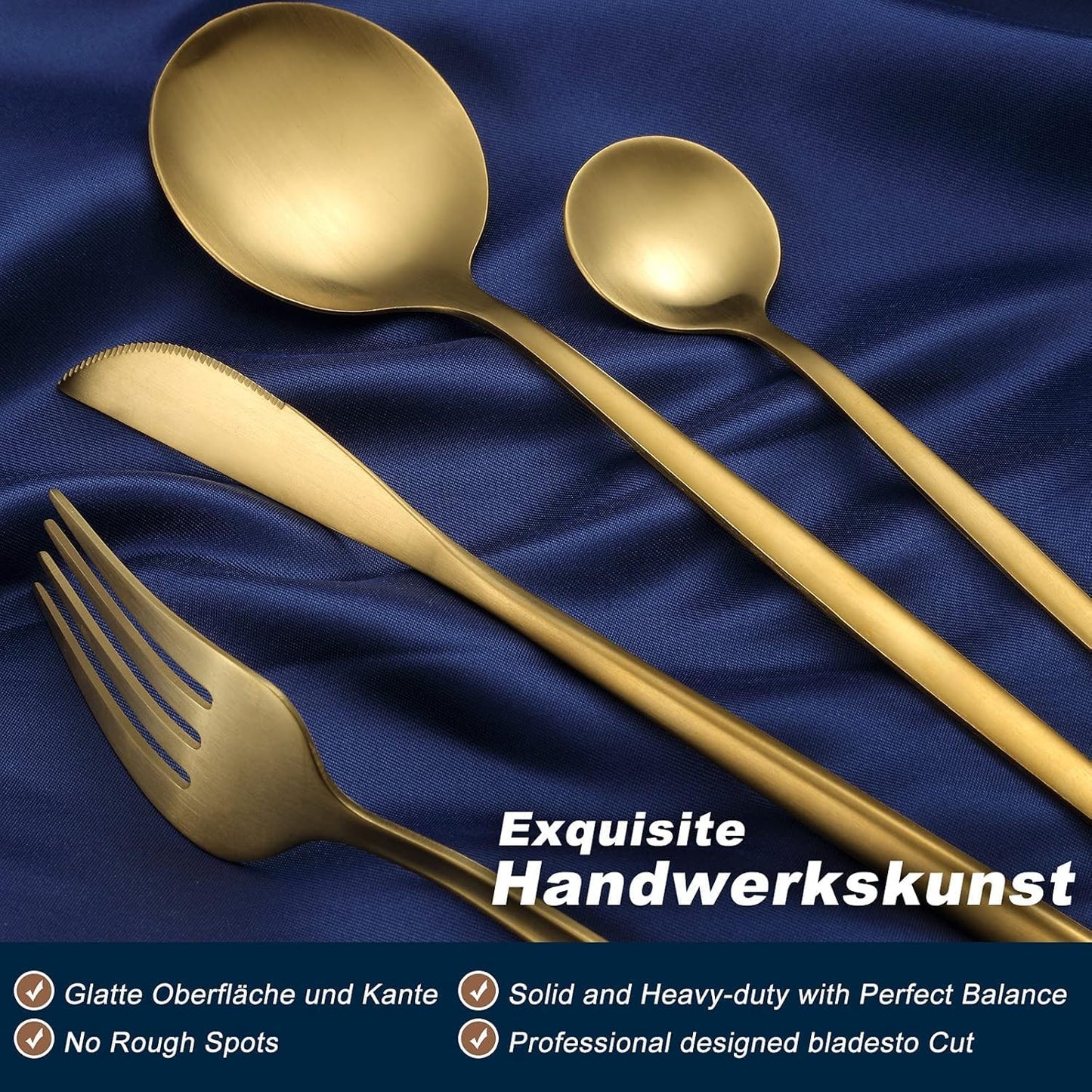 Bestdin Bestekset voor 6 personen, 24-delige roestvrijstalen bestekset Matzwart 24-delige bestekset voor 6 personen: Bestdin als 24-delige titanium bestekset zwart bestaat uit 6 messen, 6 eetlepels, 6 dinervorken, 6 theelepels. Ideaal voor alle formele of
