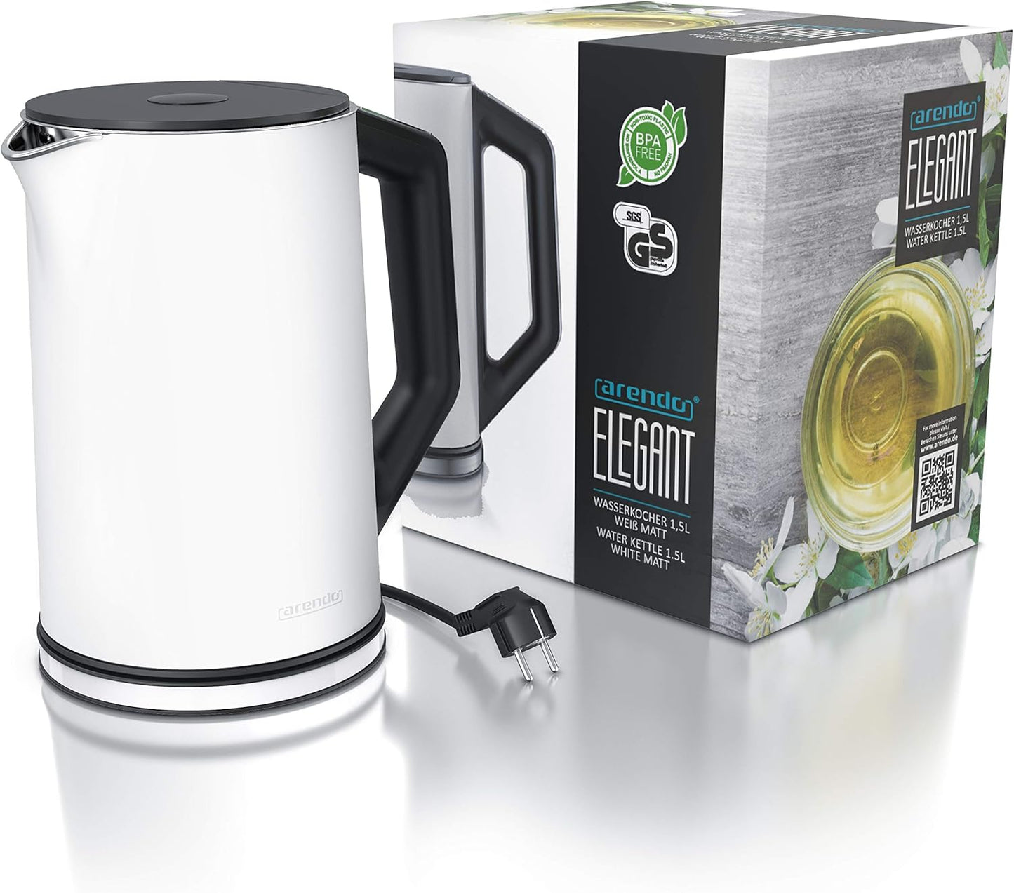 Arendo Elektrische waterkoker van roestvrij staal - Snel koken Over dit item De Arendo stelt normen voor gebruikscomfort. De waterkoker is BPA-vrij, geeft geen microplastic deeltjes af en is daarom bijzonder milieu- en gezondheidsvriendelijk. Dankzij 2200