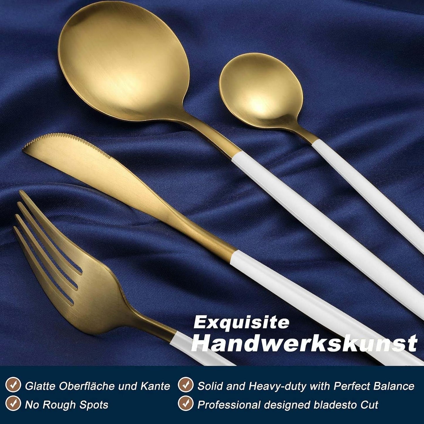 Bestdin Bestekset voor 6 personen, 24-delige roestvrijstalen bestekset Matzwart 24-delige bestekset voor 6 personen: Bestdin als 24-delige titanium bestekset zwart bestaat uit 6 messen, 6 eetlepels, 6 dinervorken, 6 theelepels. Ideaal voor alle formele of