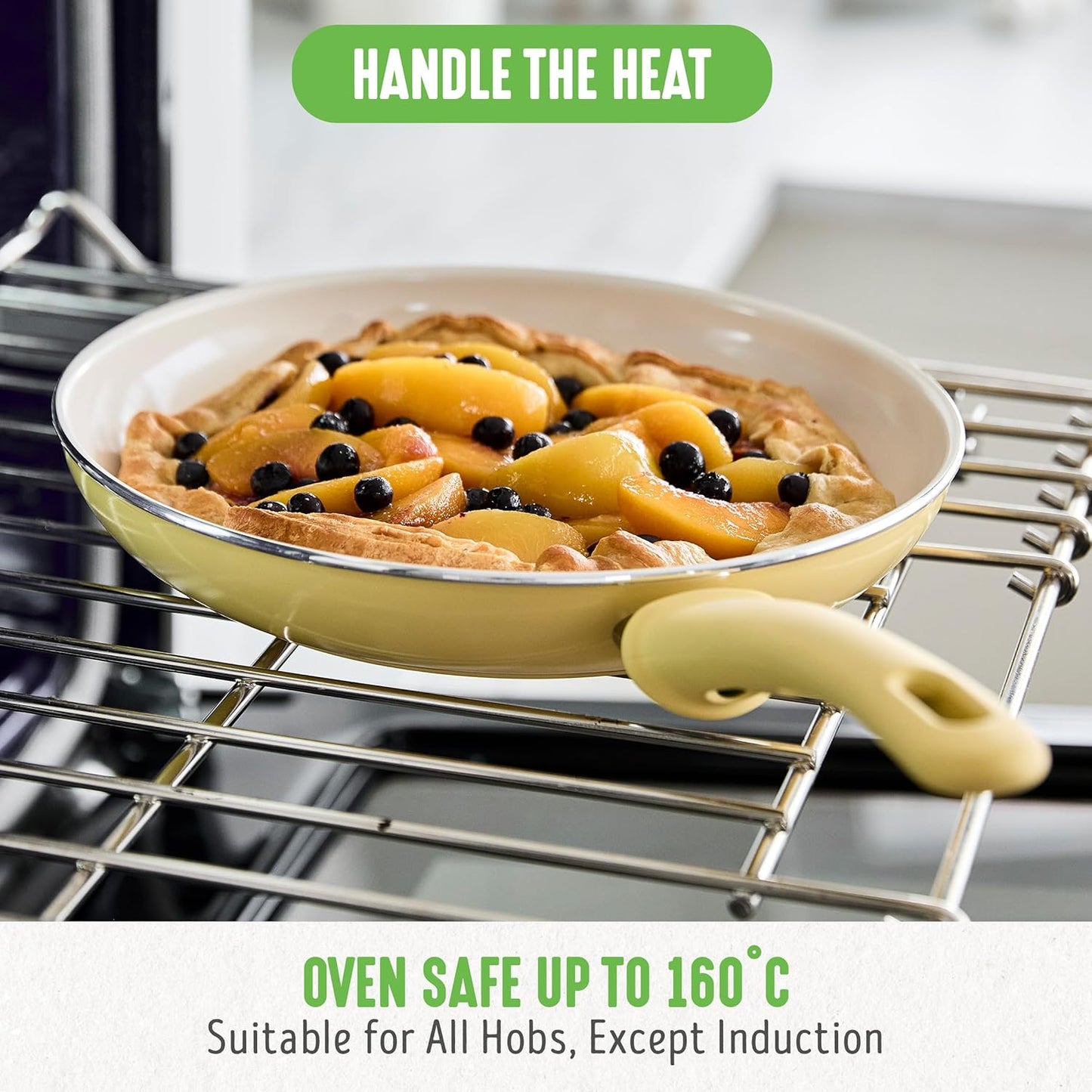 GreenLife Soft Grip Gezonde Keramische Antiaanbaklaag 16-delige Pannenset Over dit item DE POT EN PAN SET INCLUSIEF: 12 cm minikoekenpan, 18 cm en 24 cm koekenpan; 15 cm/1,1l en 18 cm/1,9l steelpan met deksel, 22 cm/4,8 kookpan met deksel, 24 cm/2,4l hapj