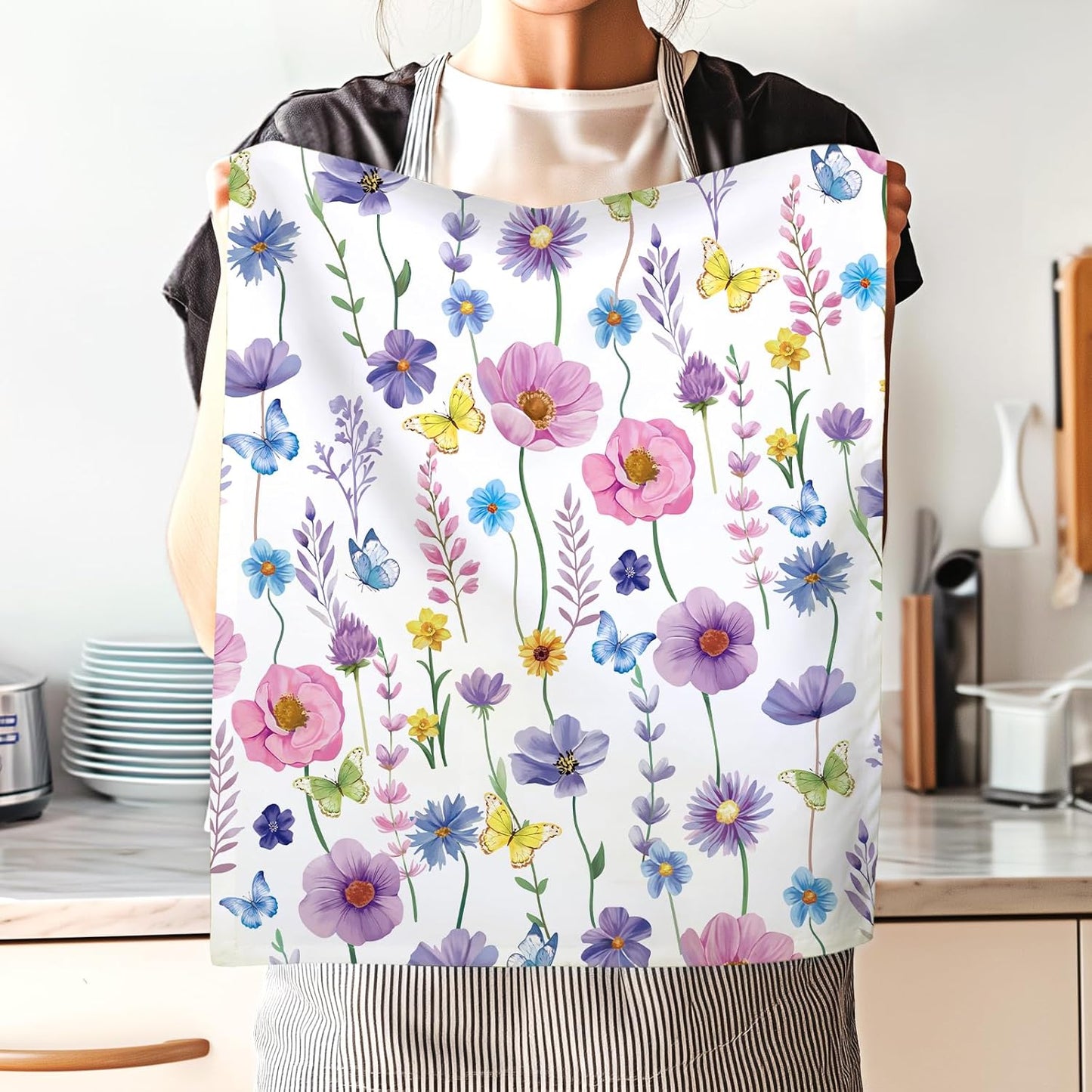 Arquiel 100% katoenen keukendoekset 48 x 70 cm, multifunctionele sneldrogende theedoeken, vaatdoeken, handdoeken, bar handdoeken (set van 4), levendig kleurrijk bloempatroon VOORKEURD MATERIAAL: Elke theedoek is zorgvuldig gemaakt van 100% katoen, met kle