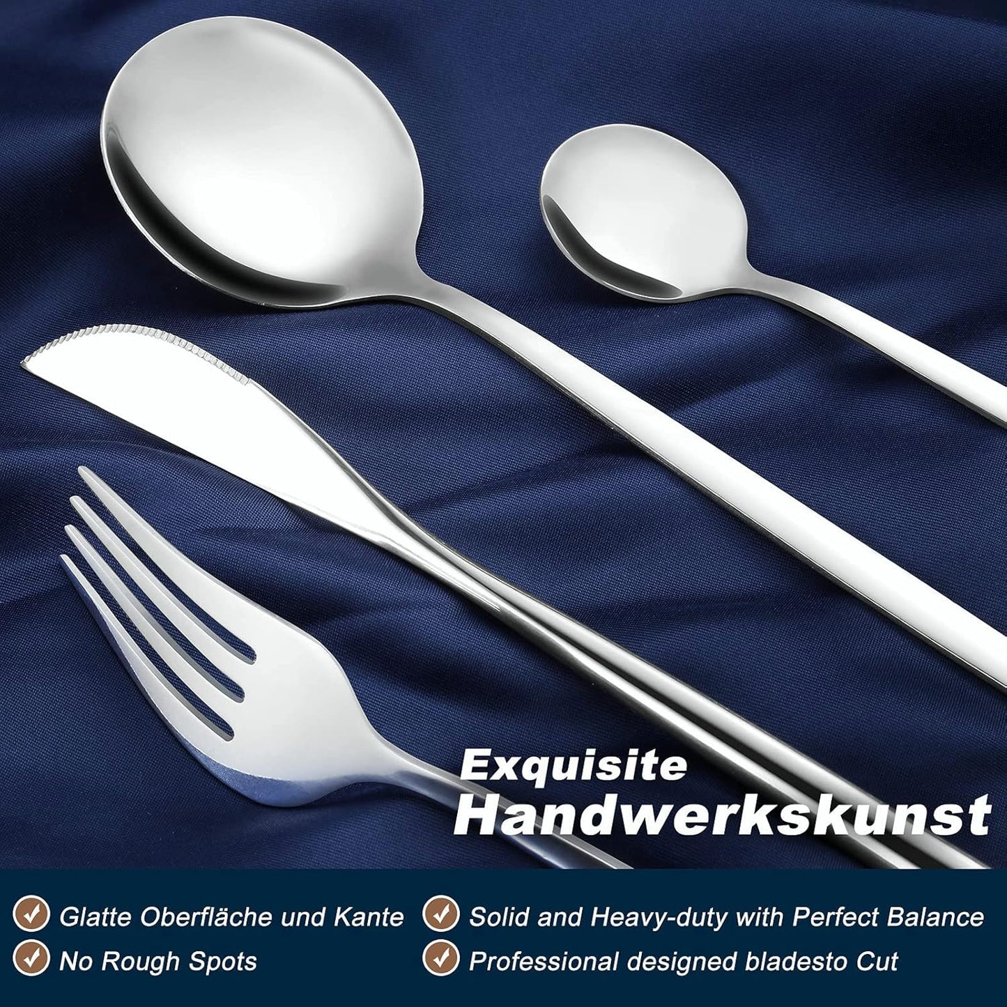 Bestdin Bestekset voor 6 personen, 24-delige roestvrijstalen bestekset Matzwart 24-delige bestekset voor 6 personen: Bestdin als 24-delige titanium bestekset zwart bestaat uit 6 messen, 6 eetlepels, 6 dinervorken, 6 theelepels. Ideaal voor alle formele of