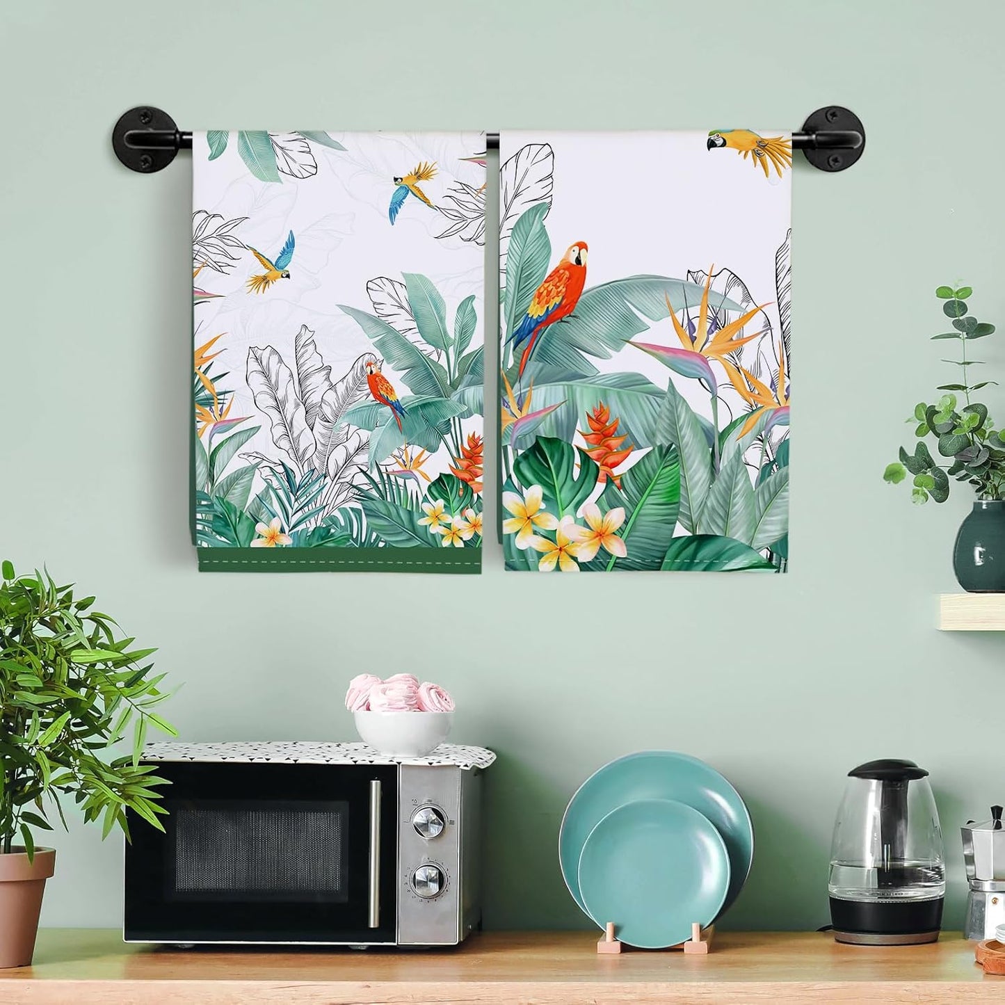 Arquiel 100% katoenen keukendoekset 48 x 70 cm, multifunctionele sneldrogende theedoeken, vaatdoeken, handdoeken, bar handdoeken (set van 4), levendig kleurrijk bloempatroon VOORKEURD MATERIAAL: Elke theedoek is zorgvuldig gemaakt van 100% katoen, met kle