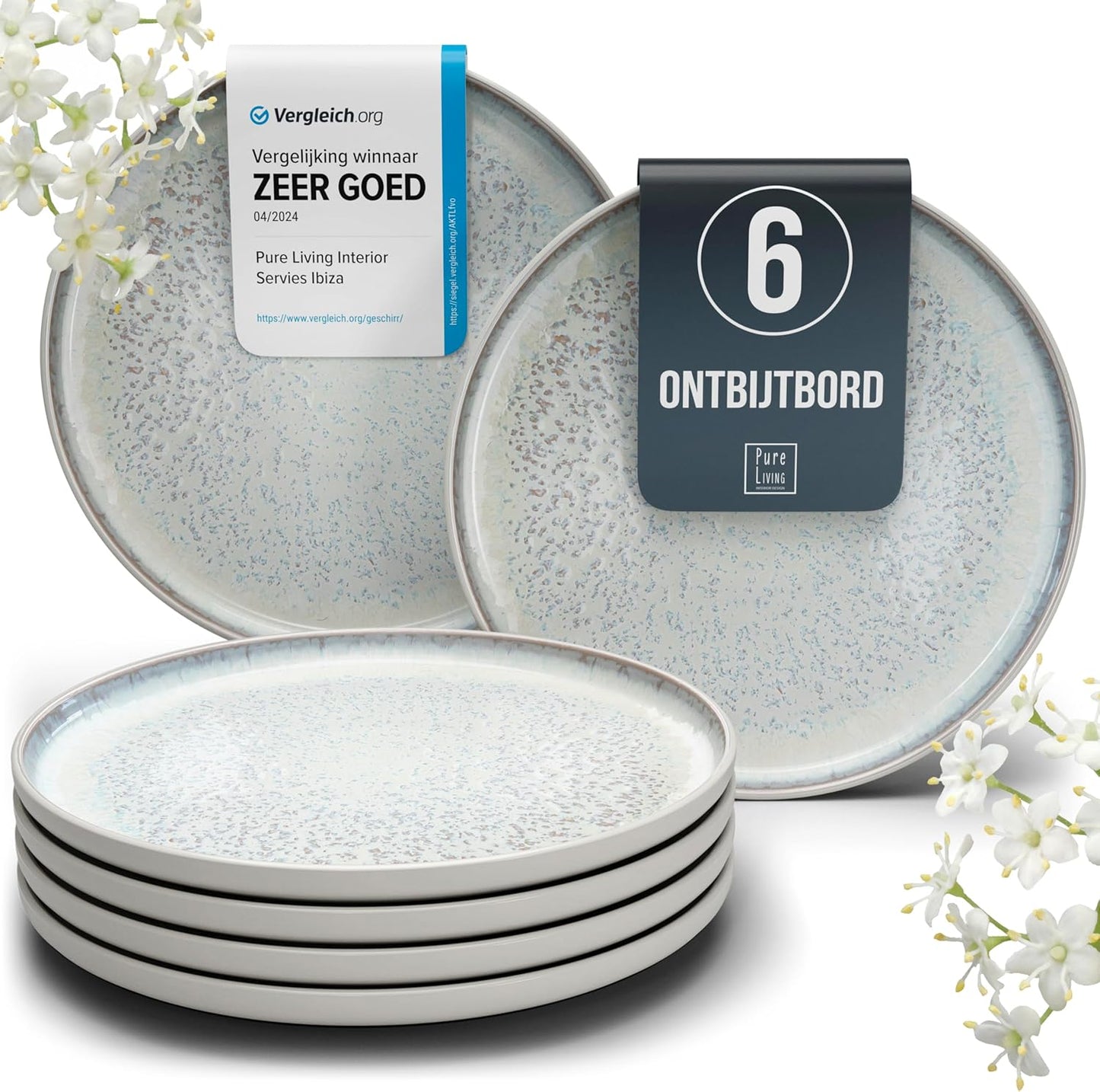 Aardewerk Servies Set Ibiza 36-delig - Vaatwasser-, Magnetron- en Krasbestendig Servies - Moderne Kommen en Borden Set voor 12 Personen - Tafelservice Pure Living in Licht Beige-blauw Deze 36-delige beige-blauwe servies set voor 12 personen combineert ele