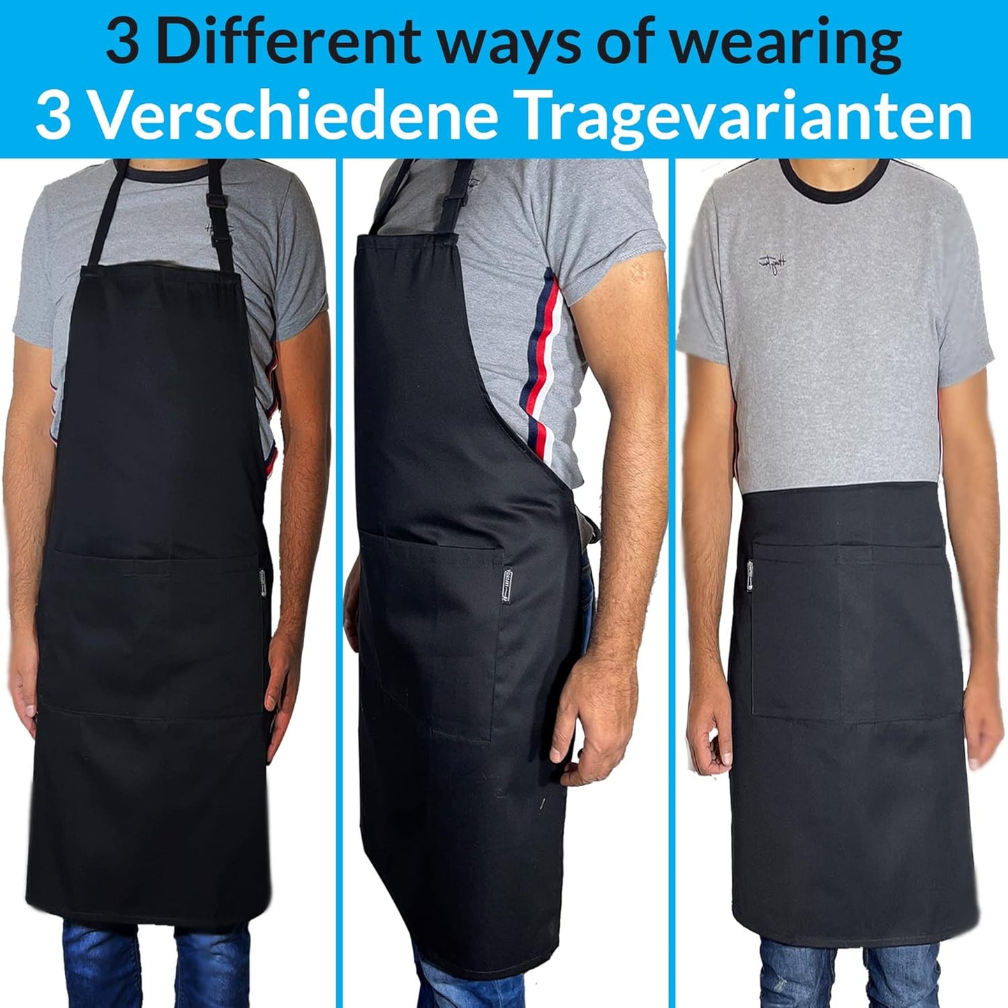 2 Stuks Chef Schort Waterdichte Schort met 3 Zakken Over dit item 💕65% polyester / 35% katoen beste mix voor schorten die bekend staan om hun duurzaamheid. Zij vervagen niet zo snel, verliezen snel hun vorm, kijken langer als nieuw, zijn minder naar vore
