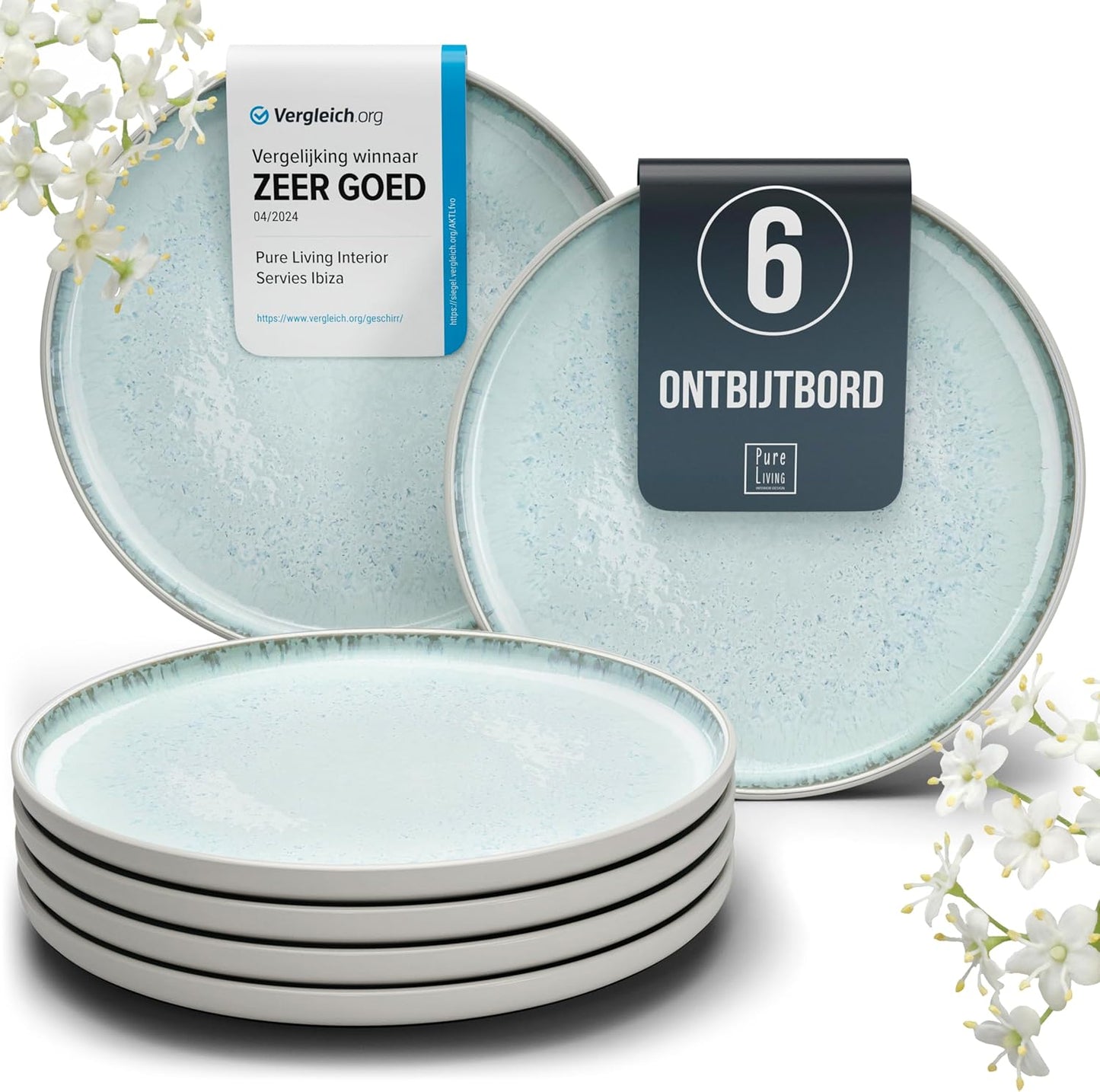 Aardewerk Servies Set Ibiza 36-delig - Vaatwasser-, Magnetron- en Krasbestendig Servies - Moderne Kommen en Borden Set voor 12 Personen - Tafelservice Pure Living in Licht Beige-blauw Deze 36-delige beige-blauwe servies set voor 12 personen combineert ele