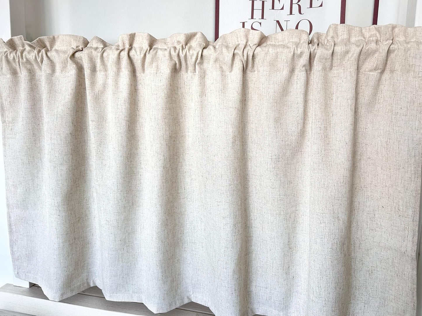 Daliena Vitrage, ondoorzichtig, kort, raamgordijn, privacy, bistrogordijn, linnenlook, gordijnen, textuur, keuken, moderne gordijnen, effen, (b x h 150 x 60 cm) met lussen, 1 stuk Geef je huis met deze stijlvolle vitrage in linnenlook een hoogwaardige tou