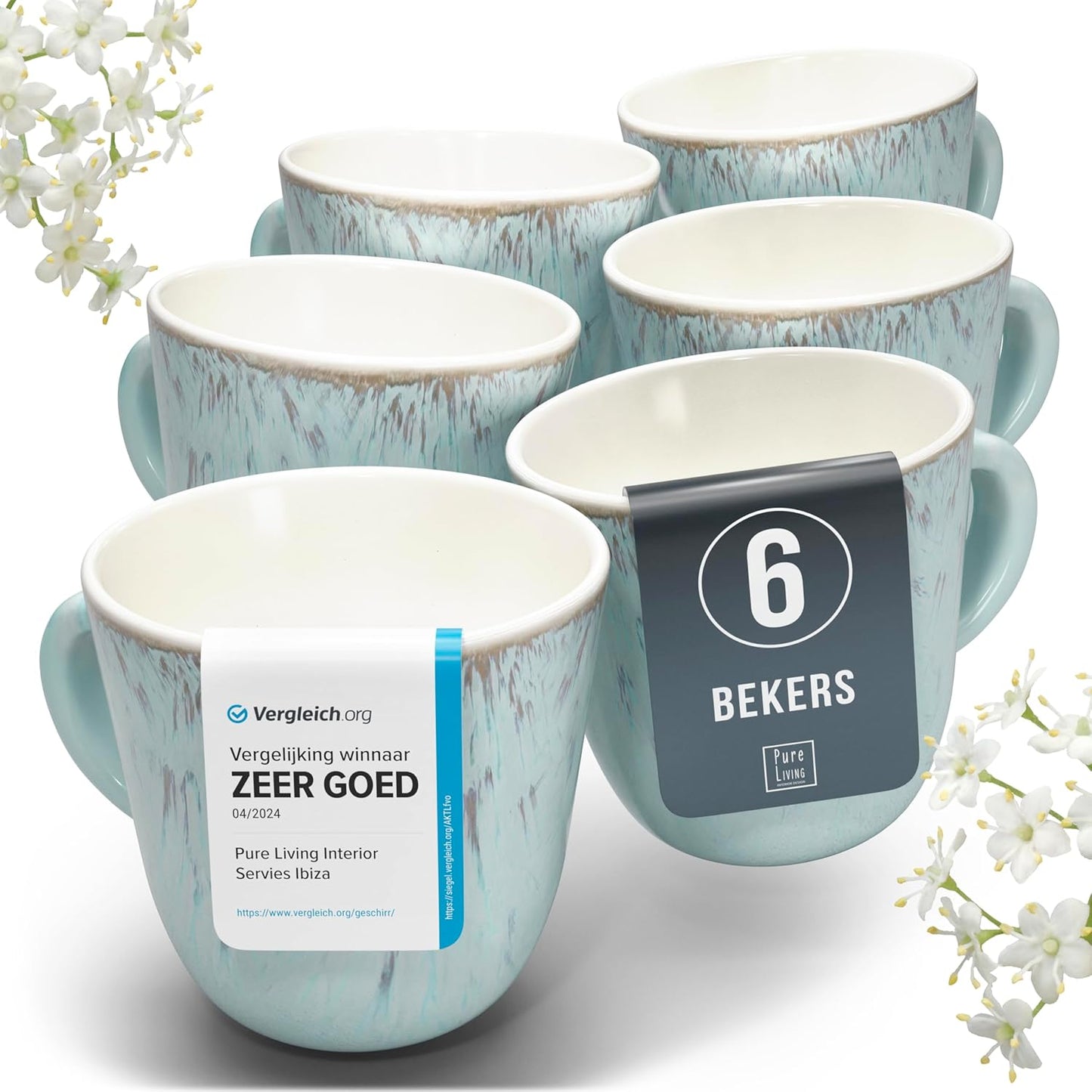 Aardewerk Servies Set Ibiza 36-delig - Vaatwasser-, Magnetron- en Krasbestendig Servies - Moderne Kommen en Borden Set voor 12 Personen - Tafelservice Pure Living in Licht Beige-blauw Deze 36-delige beige-blauwe servies set voor 12 personen combineert ele