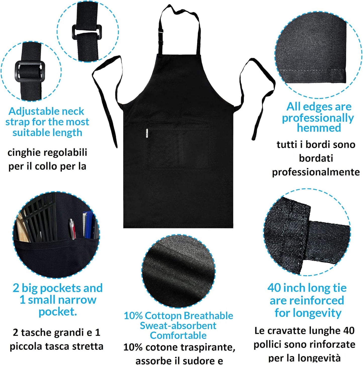 2 Stuks Chef Schort Waterdichte Schort met 3 Zakken Over dit item 💕65% polyester / 35% katoen beste mix voor schorten die bekend staan om hun duurzaamheid. Zij vervagen niet zo snel, verliezen snel hun vorm, kijken langer als nieuw, zijn minder naar vore