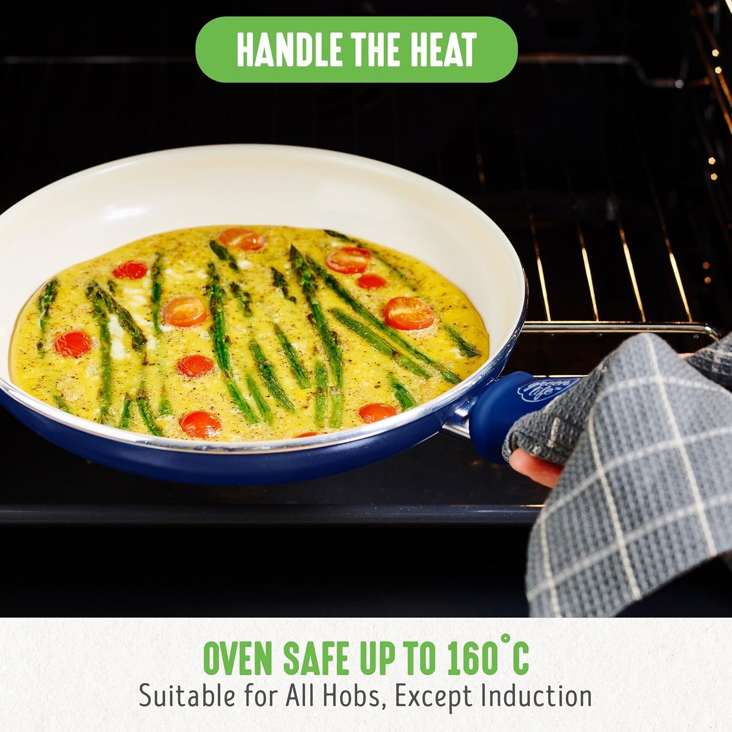 GreenLife Soft Grip Gezonde Keramische Antiaanbaklaag 16-delige Pannenset Over dit item DE POT EN PAN SET INCLUSIEF: 12 cm minikoekenpan, 18 cm en 24 cm koekenpan; 15 cm/1,1l en 18 cm/1,9l steelpan met deksel, 22 cm/4,8 kookpan met deksel, 24 cm/2,4l hapj